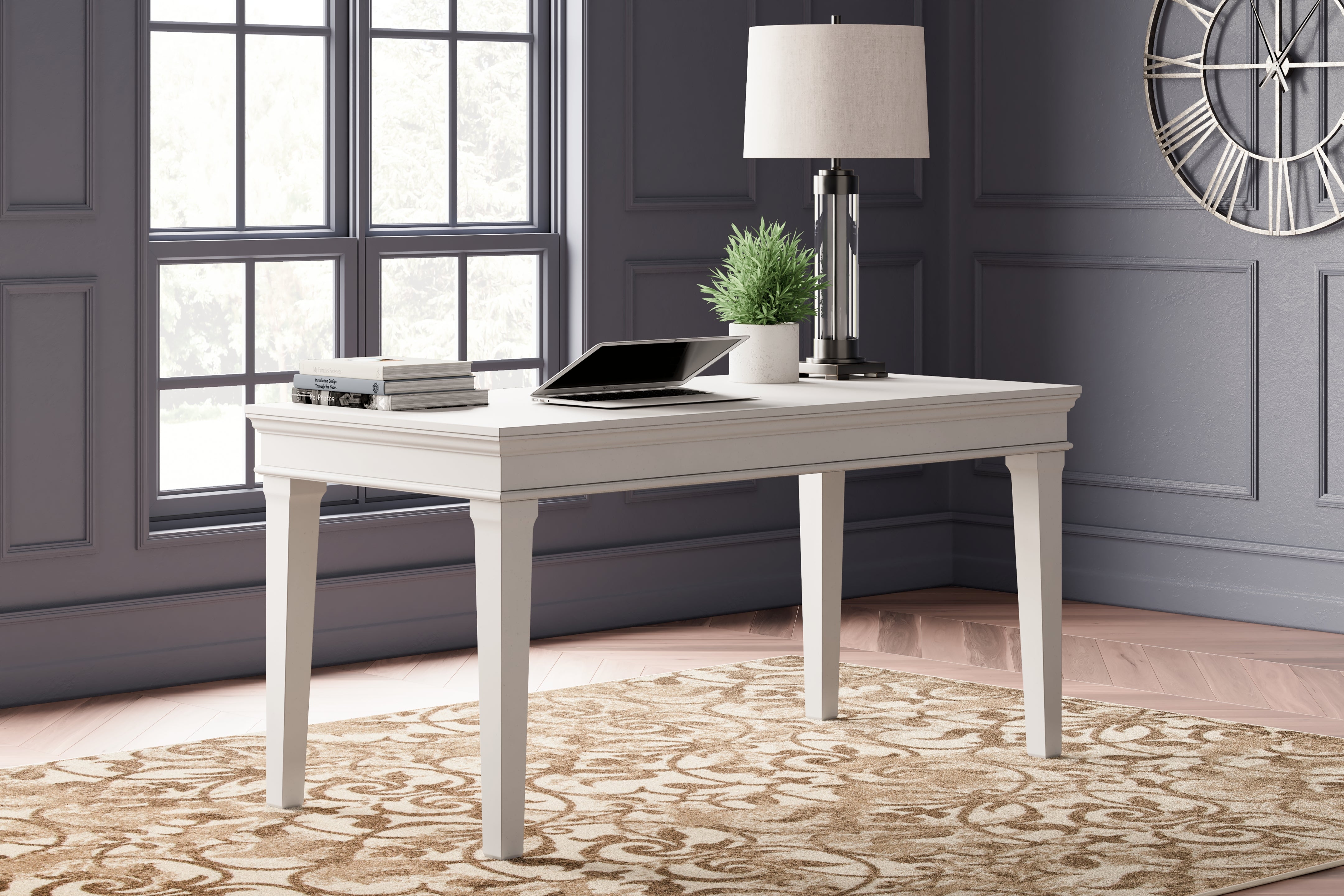Elite Furniture Outlet - Ashley Furniture - Kanwyn Office Desk - Home Office Desk / Whitewash - H777-44