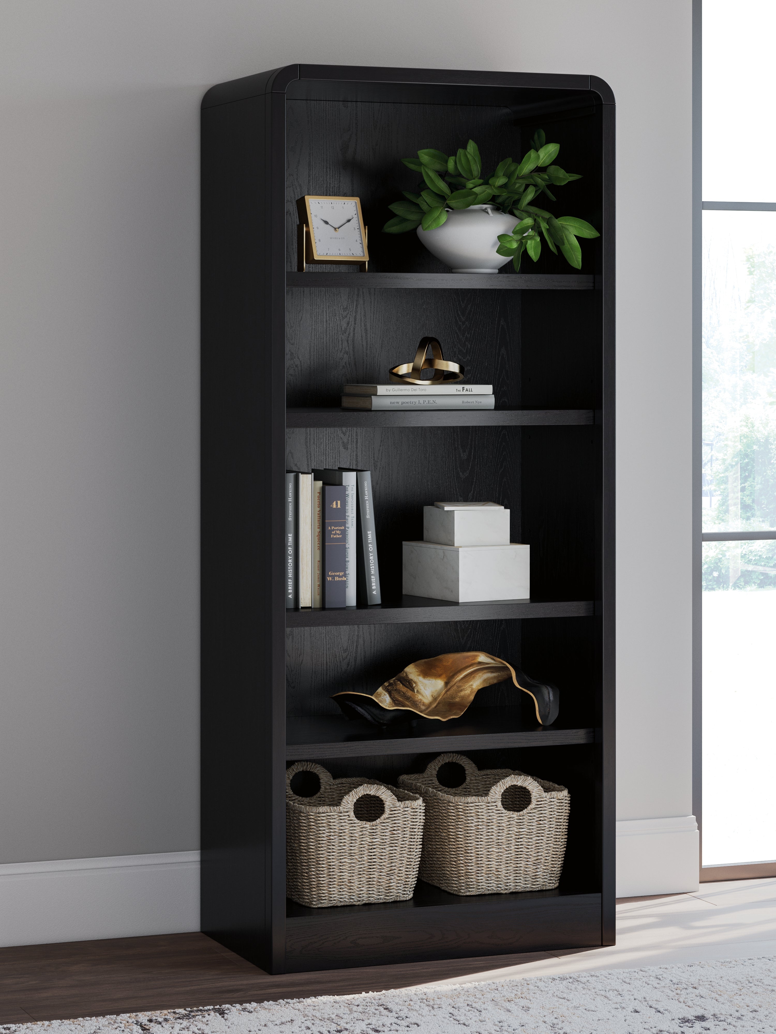 Elite Furniture Outlet - Ashley Furniture - Rowanbeck Bookcase - Large Bookcase / Black - H821-17