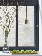 Elite Furniture Outlet - Ashley Furniture - Collbrook Lighting - Glass Pendant Light (1/CN) / Clear/Brass - L000668