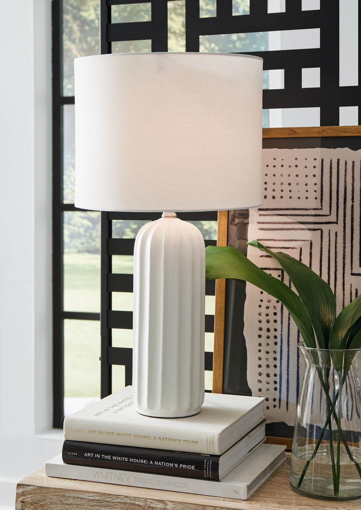 Elite Furniture Outlet - Ashley Furniture - Clarkland Lighting - Ceramic Table Lamp (Set of 2) / White - L177974