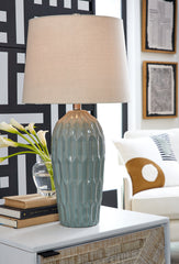 Elite Furniture Outlet - Ashley Furniture - Hadbury Lighting - Ceramic Table Lamp (Set of 2) / Pale Blue/Teal - L178034