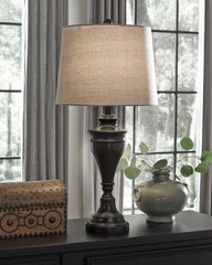 Elite Furniture Outlet - Ashley Furniture - Darlita Lighting - Metal Table Lamp (Set of 2) / Bronze Finish - L204024
