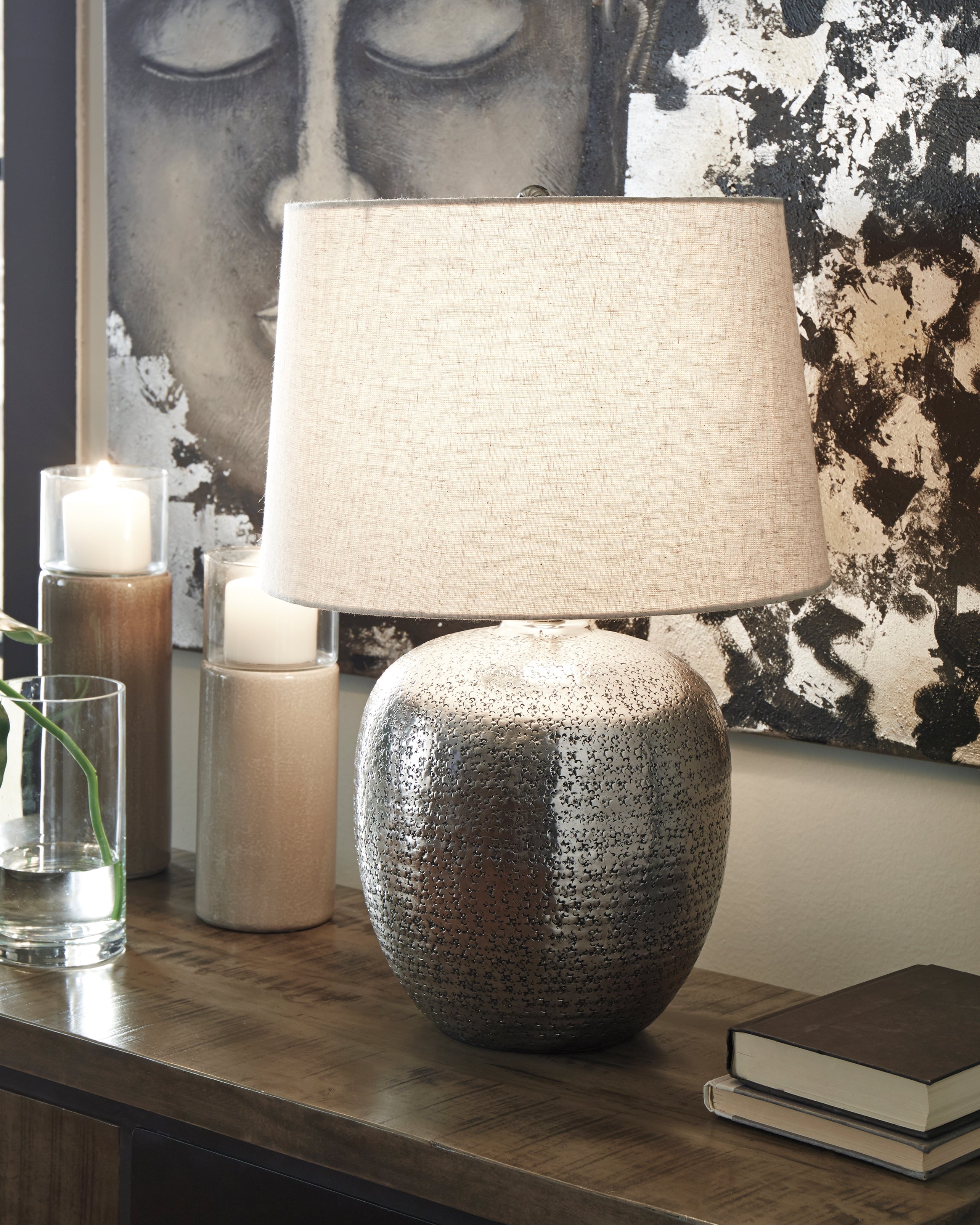 Elite Furniture Outlet - Ashley Furniture - Magalie Lighting - Table Lamp (Set of 2) / Antique Silver Finish - L207314X2
