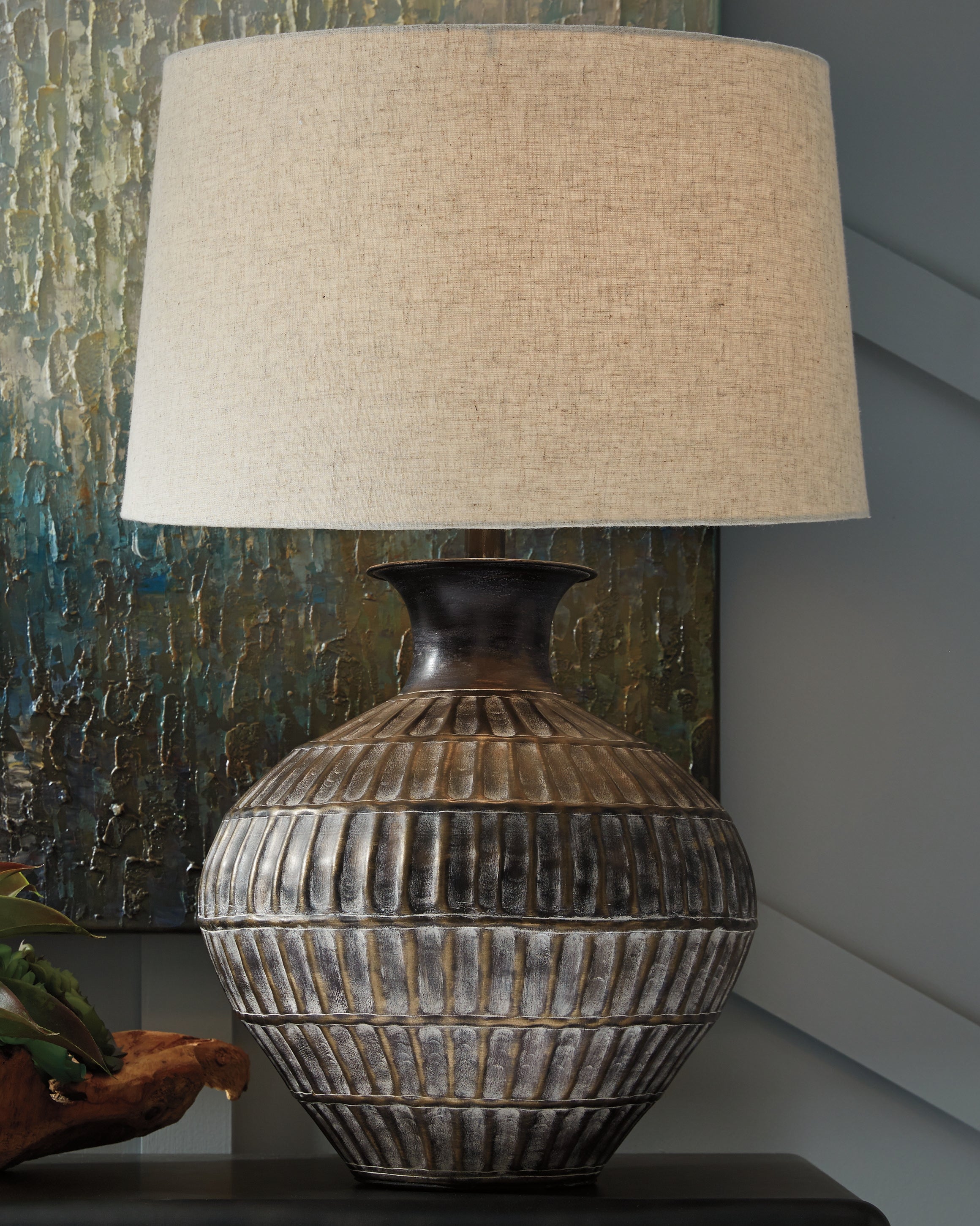 Elite Furniture Outlet - Ashley Furniture - Magan Lighting - Table Lamp (Set of 2) / Antique Bronze Finish - L207354X2