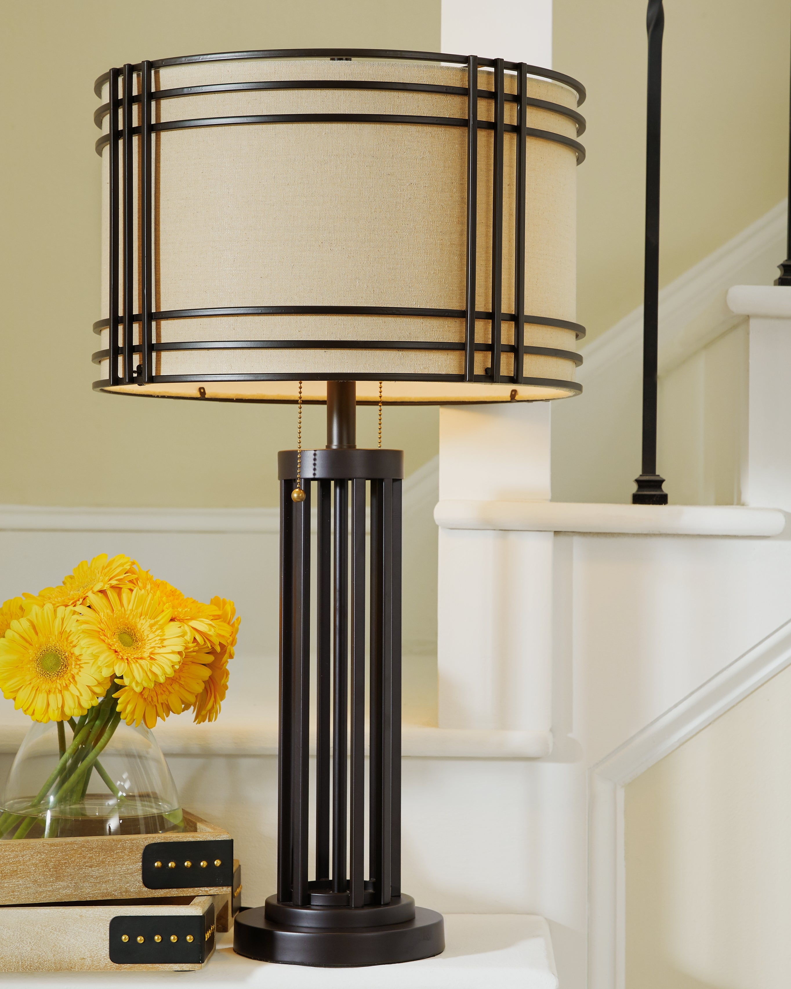 Elite Furniture Outlet - Ashley Furniture - Hanswell Lighting - Table Lamp (Set of 2) / Dark Brown - L208294X2