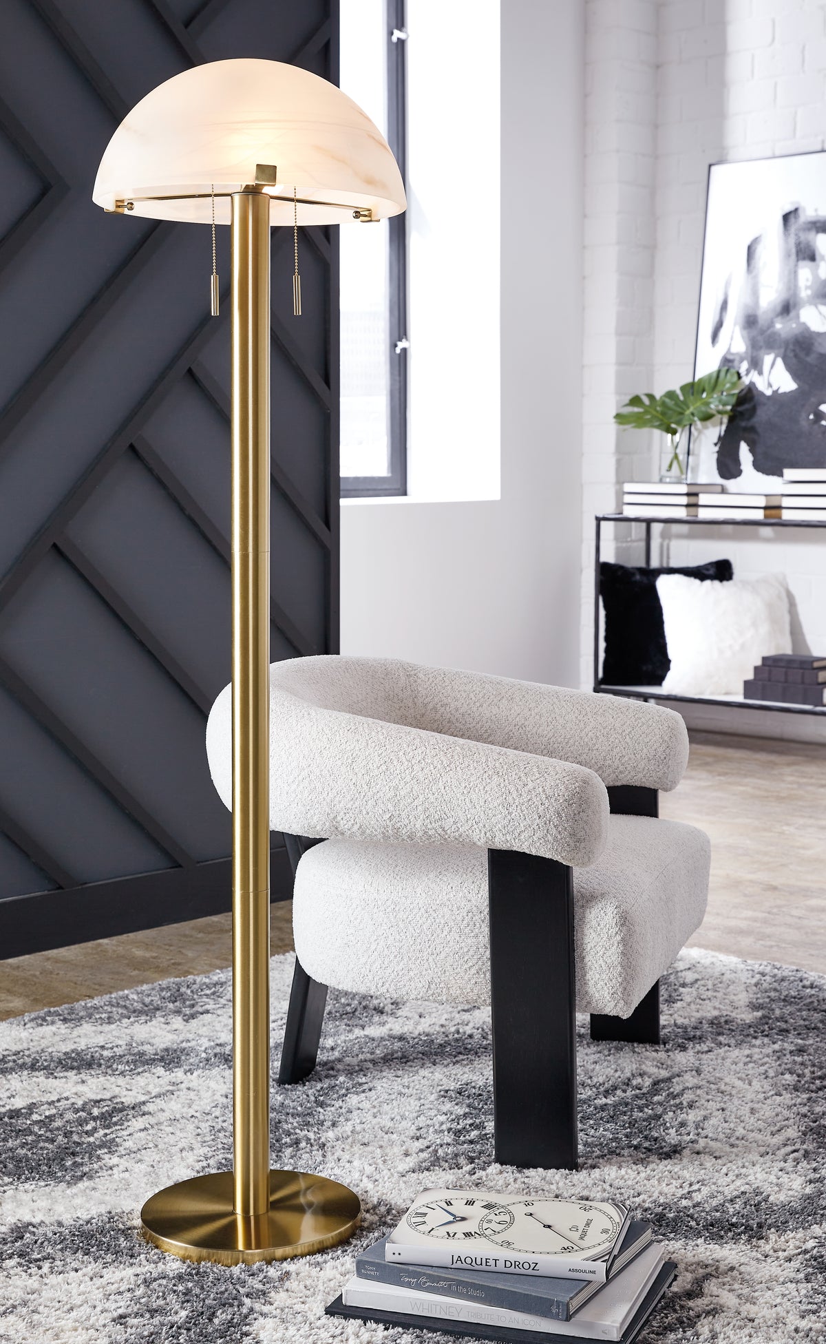 Elite Furniture Outlet - Ashley Furniture - Tobbinsen Lighting - Metal Floor Lamp (1/CN) / Brass Finish - L208421