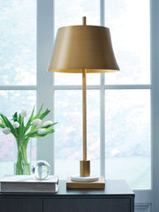 Elite Furniture Outlet - Ashley Furniture - Fritzburn Lighting - Metal Table Lamp (1/CN) / Gold Finish/White - L208444