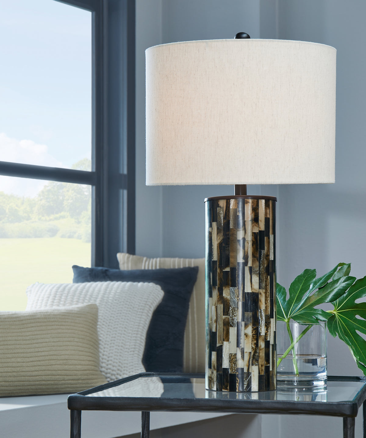 Elite Furniture Outlet - Ashley Furniture - Ellford Lighting - Table Lamp (Set of 2) / Black/Brown/Cream - L235684X2
