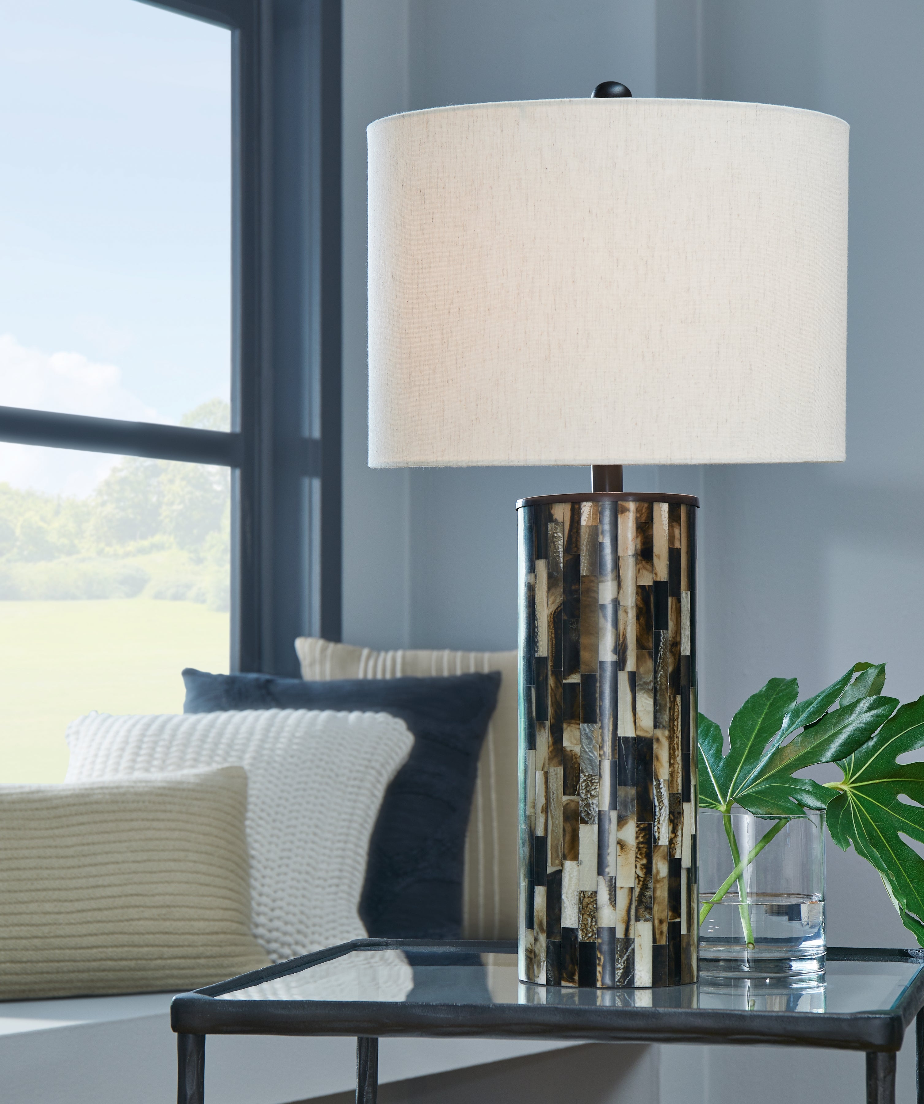 Elite Furniture Outlet - Ashley Furniture - Ellford Lighting - Poly Table Lamp (1/CN) / Black/Brown/Cream - L235684