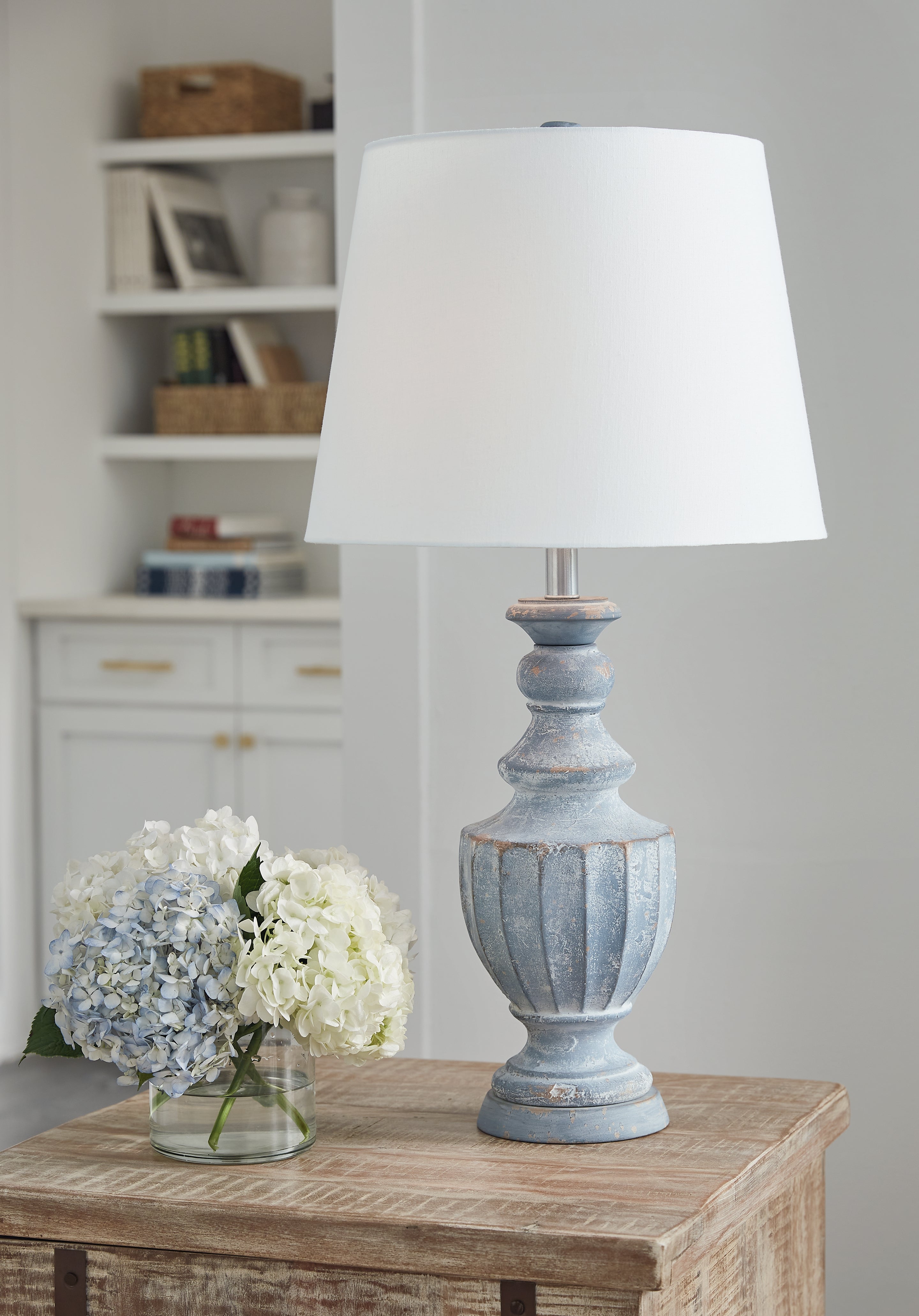 Elite Furniture Outlet - Ashley Furniture - Cylerick Lighting - Table Lamp (Set of 2) / Antique Blue - L235714X2