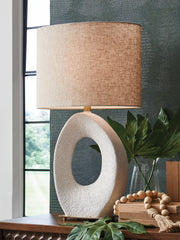 Elite Furniture Outlet - Ashley Furniture - Trentlen Lighting - Paper Table Lamp (1/CN) / Cream/Gold Finish - L235984