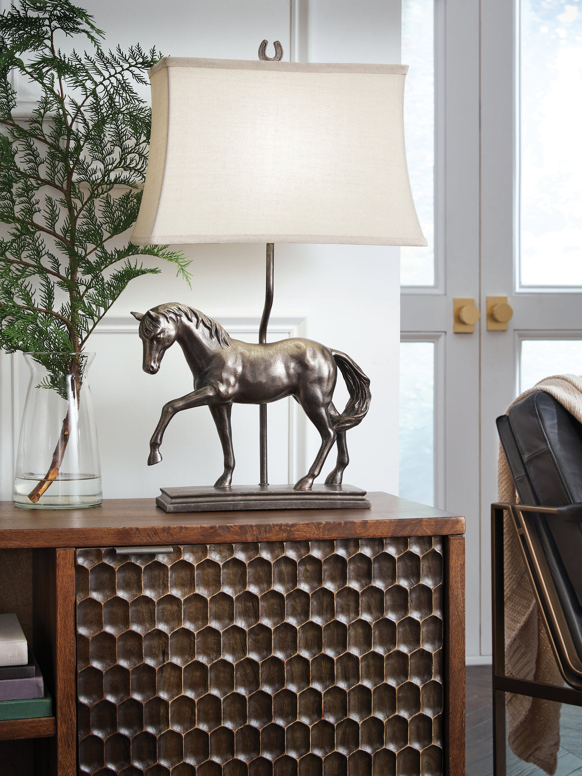 Elite Furniture Outlet - Ashley Furniture - Sandorman Lighting - Poly Table Lamp (1/CN) / Bronze Finish - L317044