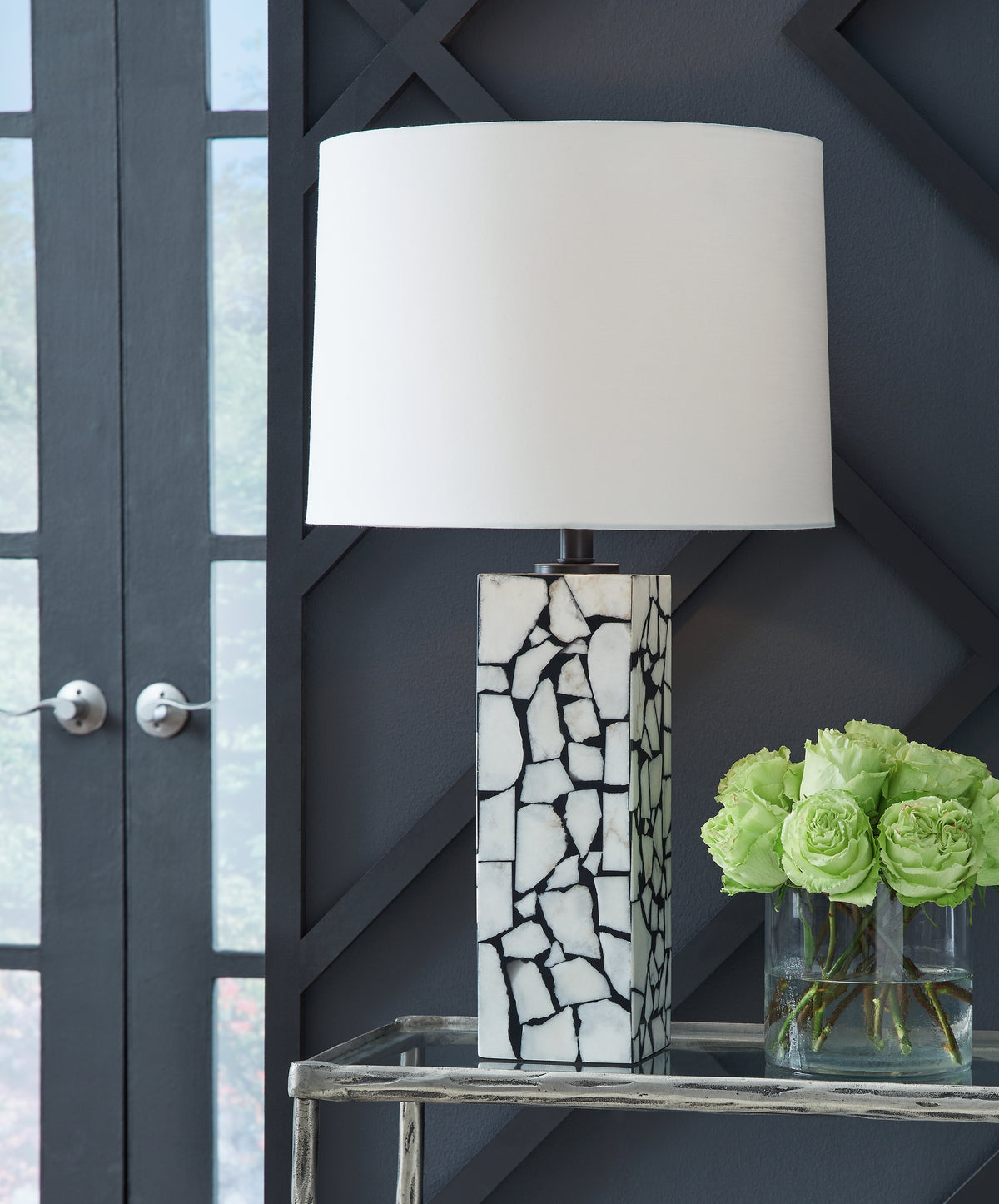 Elite Furniture Outlet - Ashley Furniture - Macaria Lighting - Table Lamp (Set of 2) / White/Black - L429044X2