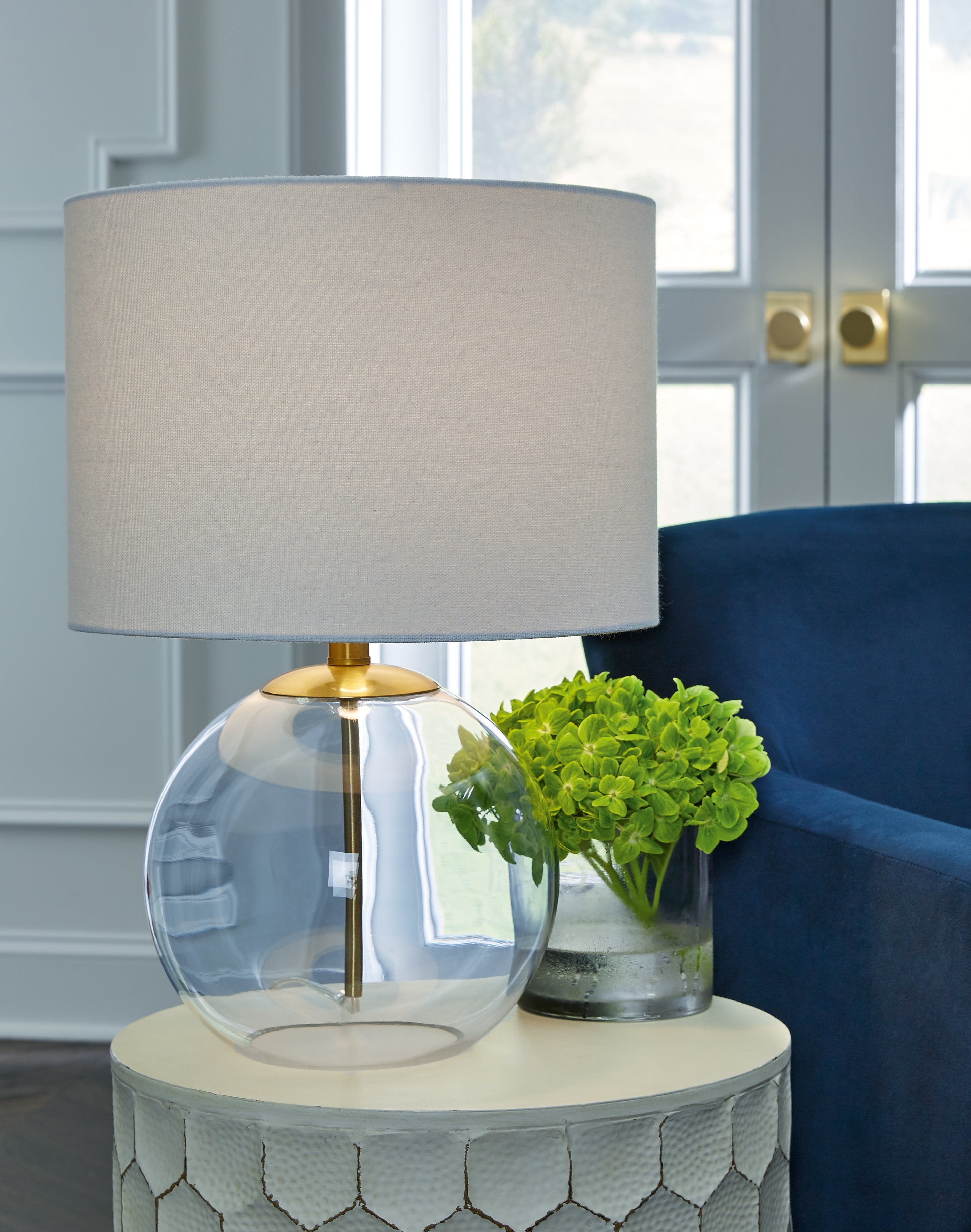 Elite Furniture Outlet - Ashley Furniture - Samder Lighting - Table Lamp (Set of 2) / Clear/Brass Finish - L430744X2
