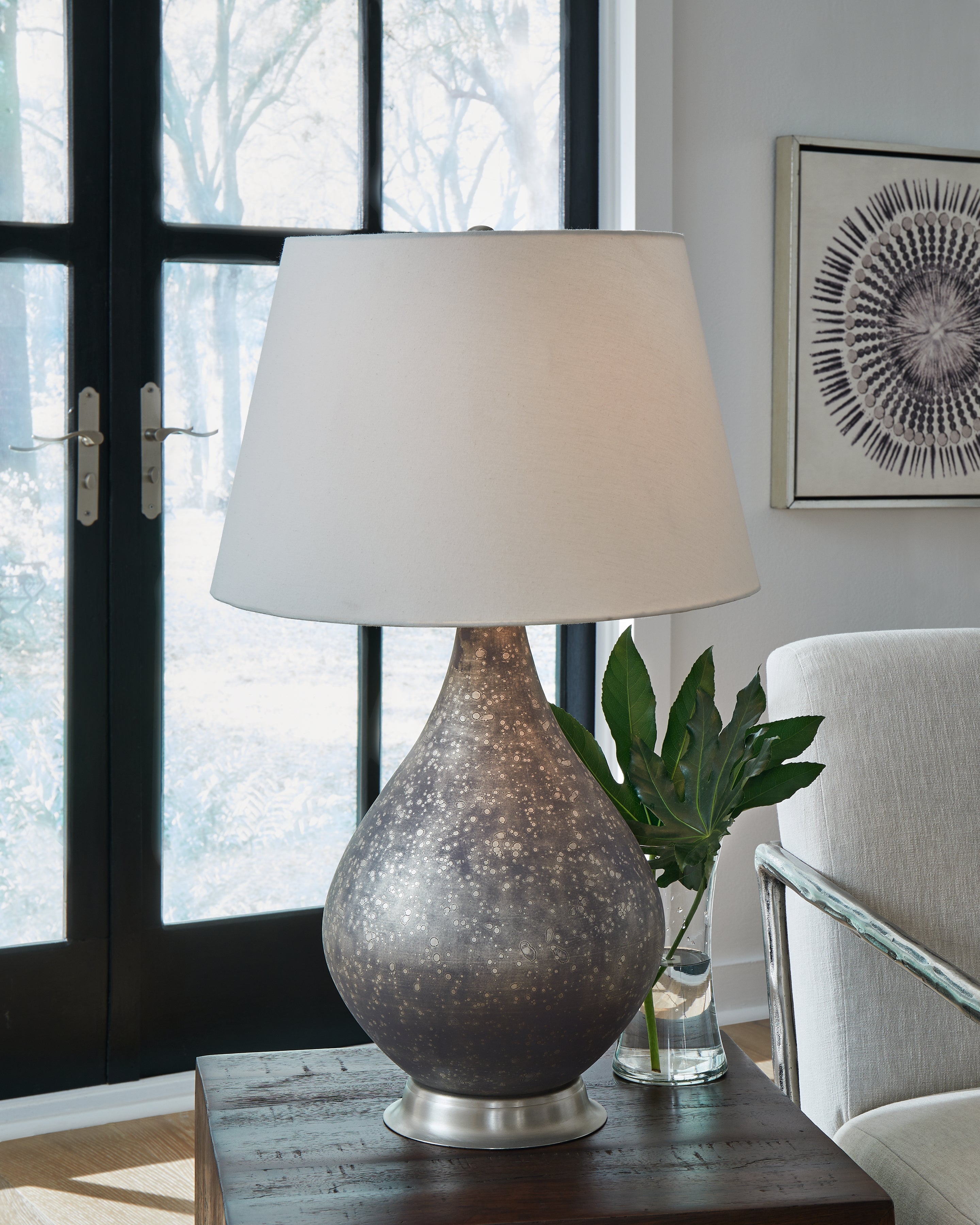 Elite Furniture Outlet - Ashley Furniture - Bluacy Lighting - Glass Table Lamp (1/CN) / Antique Gray - L430834