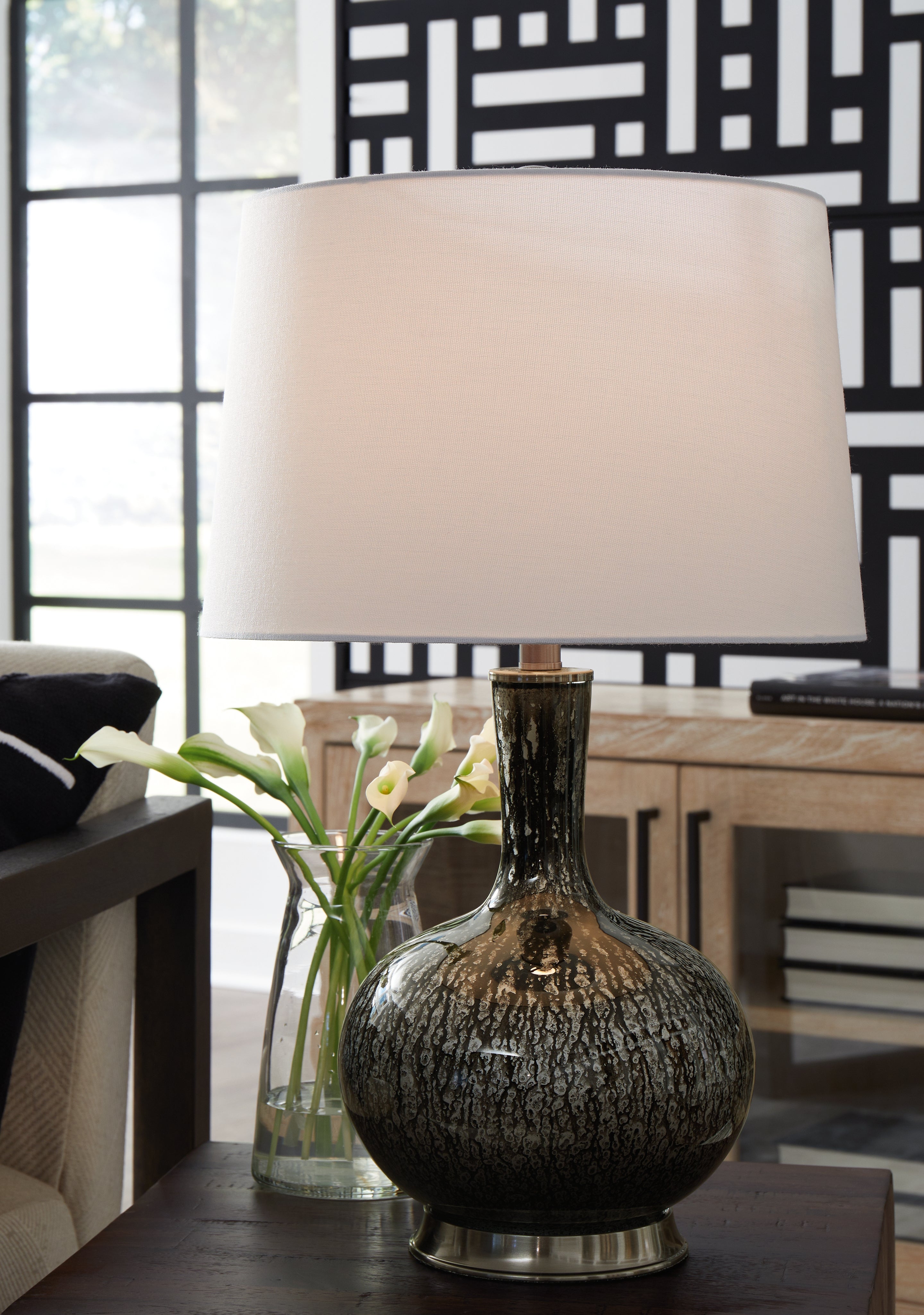 Elite Furniture Outlet - Ashley Furniture - Tenslow Lighting - Glass Table Lamp (1/CN) / Antique Black - L430844
