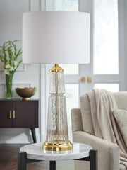 Elite Furniture Outlet - Ashley Furniture - Bakersboro Lighting - Glass Table Lamp (1/CN) / Clear/Gold Finish - L430884