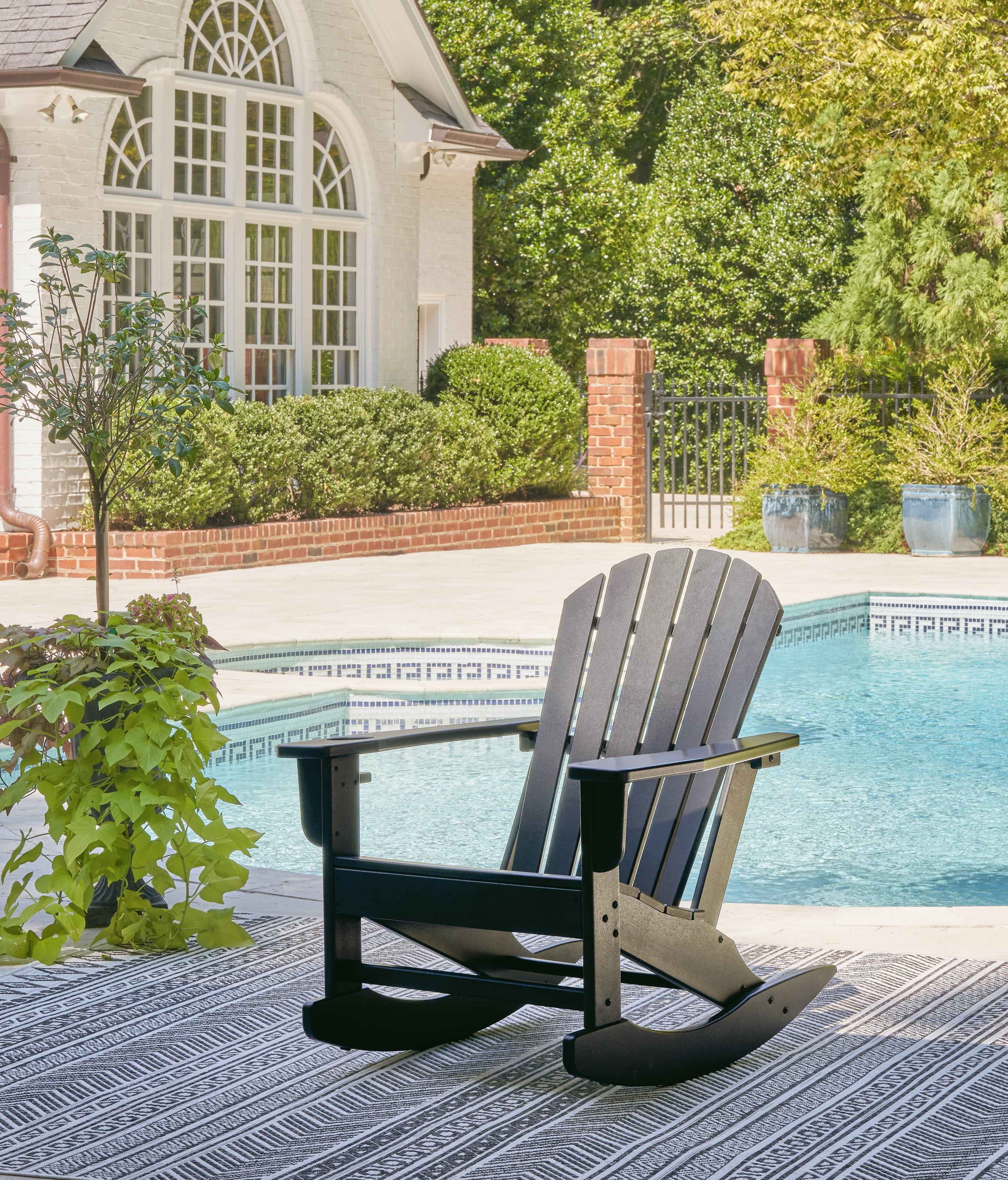 Elite Furniture Outlet - Ashley Furniture - Sundown Treasure Outdoor - Rocking Chair / Black - P008-827