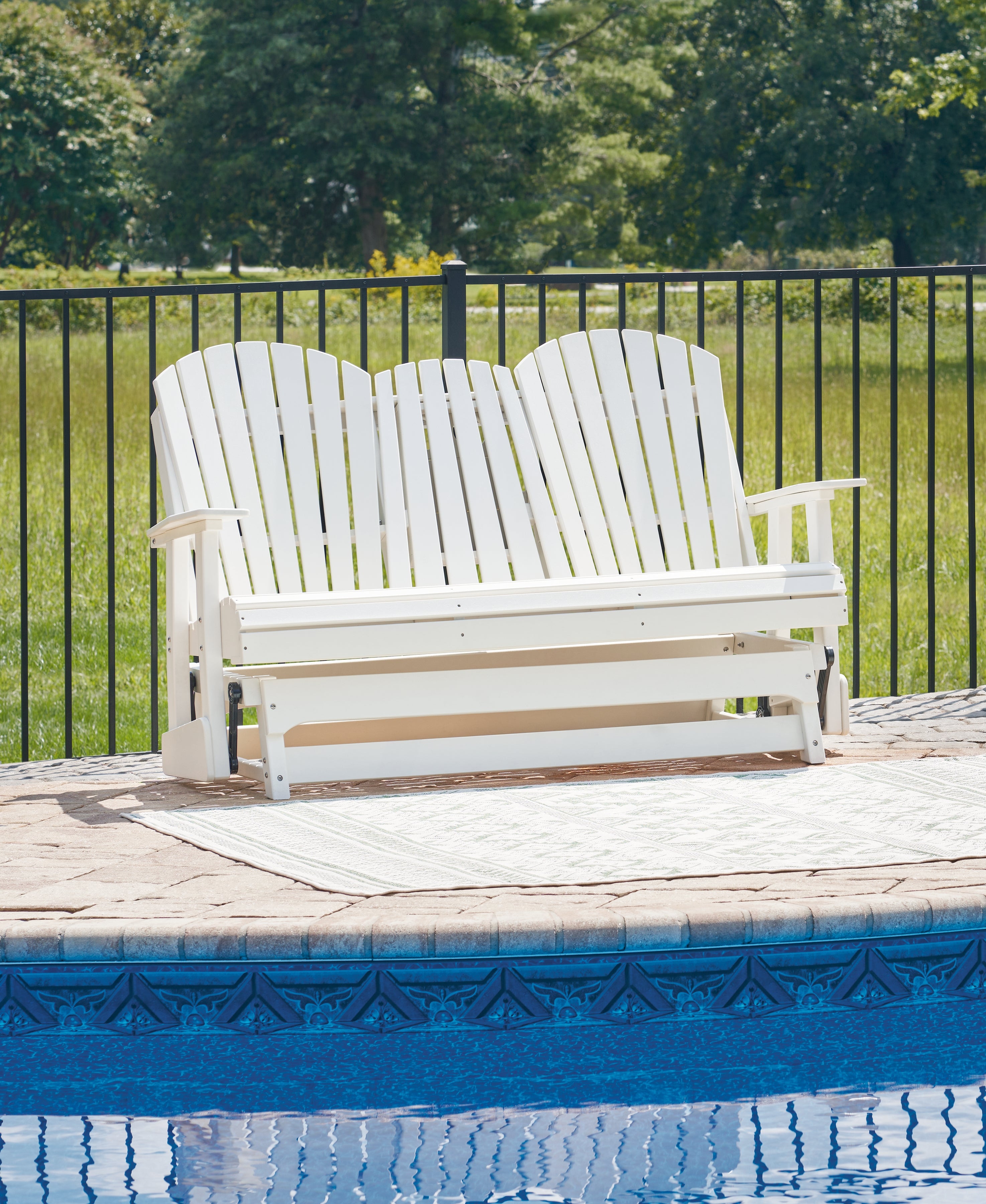 Elite Furniture Outlet - Ashley Furniture - Hyland wave Outdoor - Glider Loveseat / White - P111-835