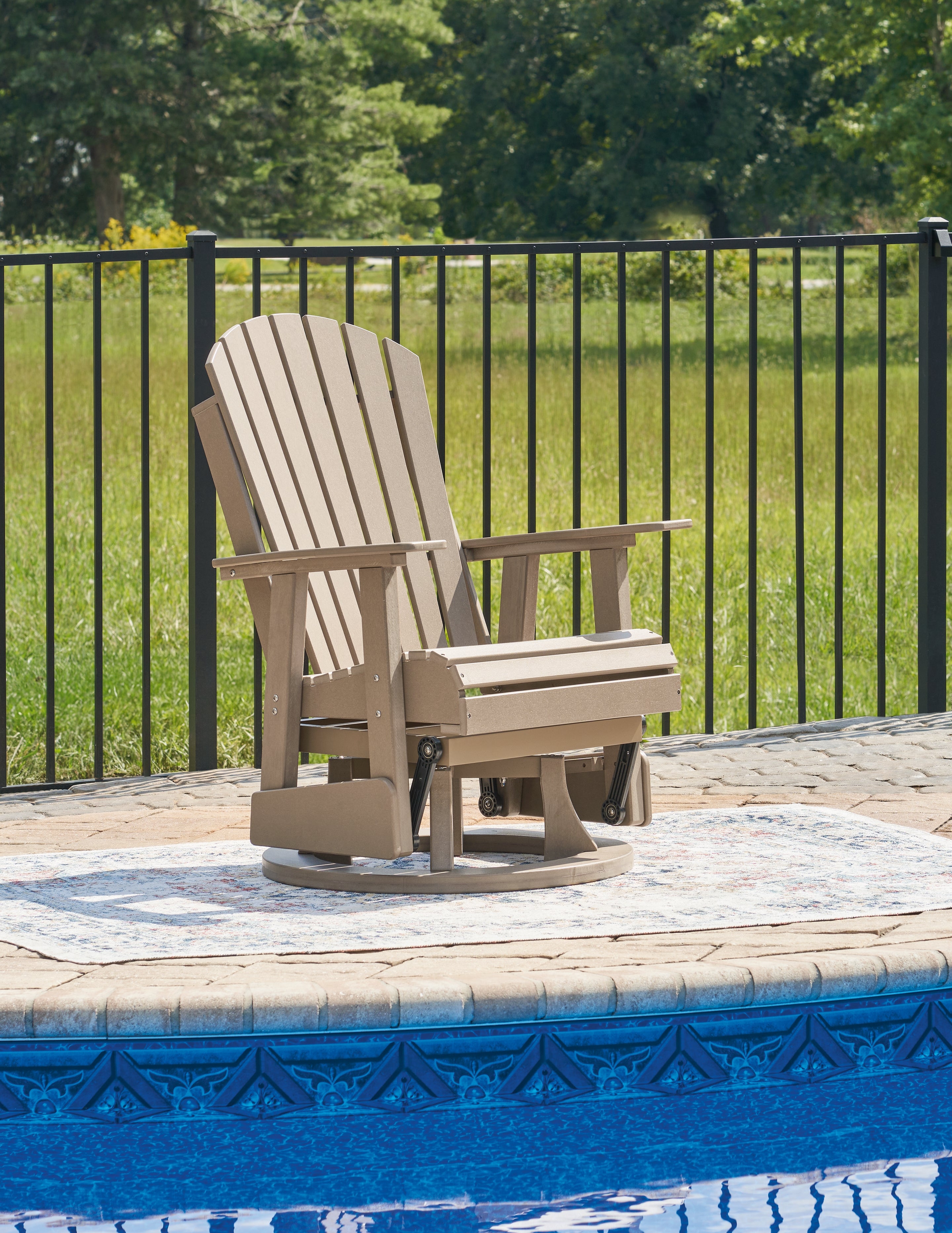 Elite Furniture Outlet - Ashley Furniture - Hyland wave Outdoor - Swivel Glider Chair / Driftwood - P114-820