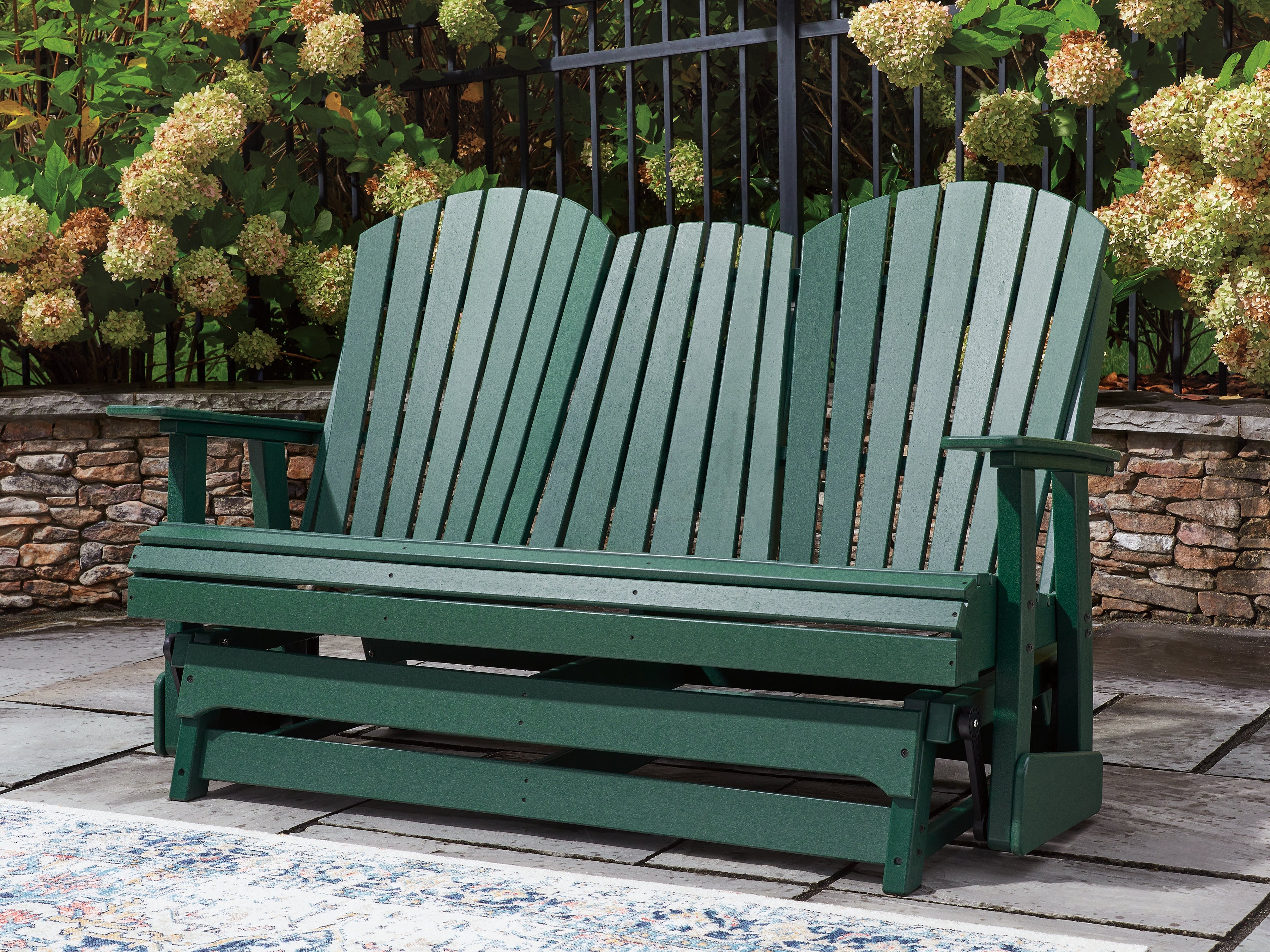 Elite Furniture Outlet - Ashley Furniture - Shell Beach Outdoor - Loveseat Glider / Green - PCP115-835
