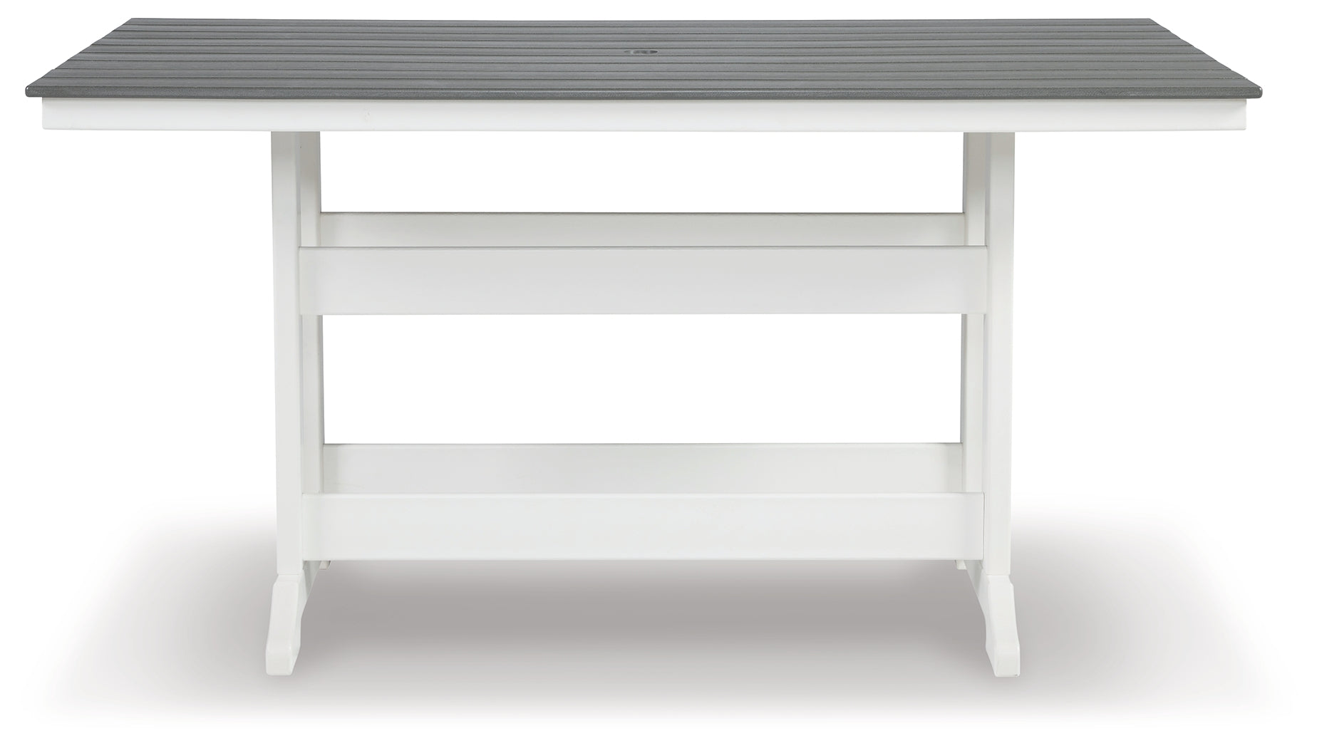 Elite Furniture Outlet - Ashley Furniture - Transville Outdoor - RECT COUNTER TABLE W/UMB OPT / Gray/White - P210-642