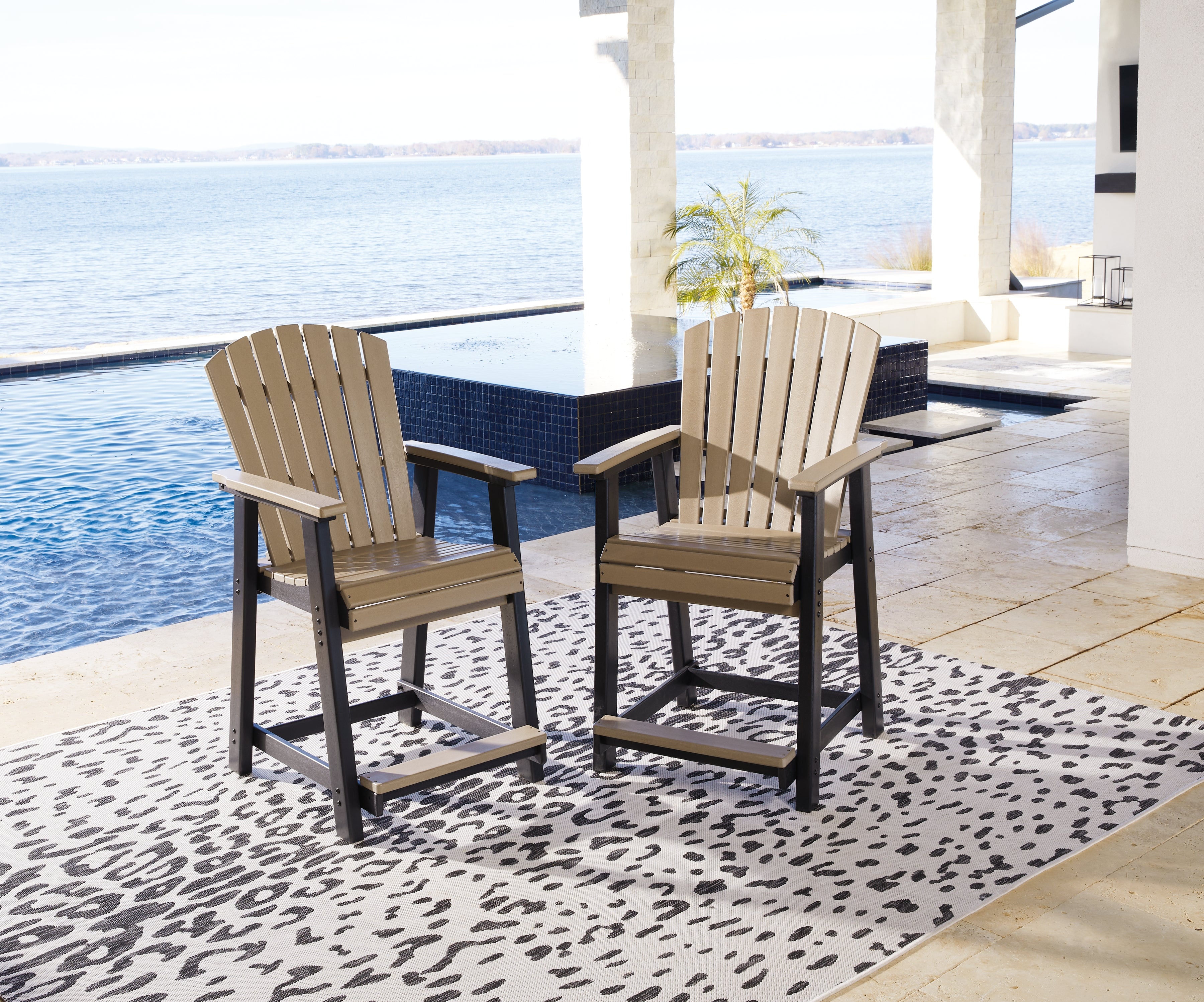 Elite Furniture Outlet - Ashley Furniture - Fairen Trail Outdoor - Barstool (Set of 2) / Black/Driftwood - P211-124