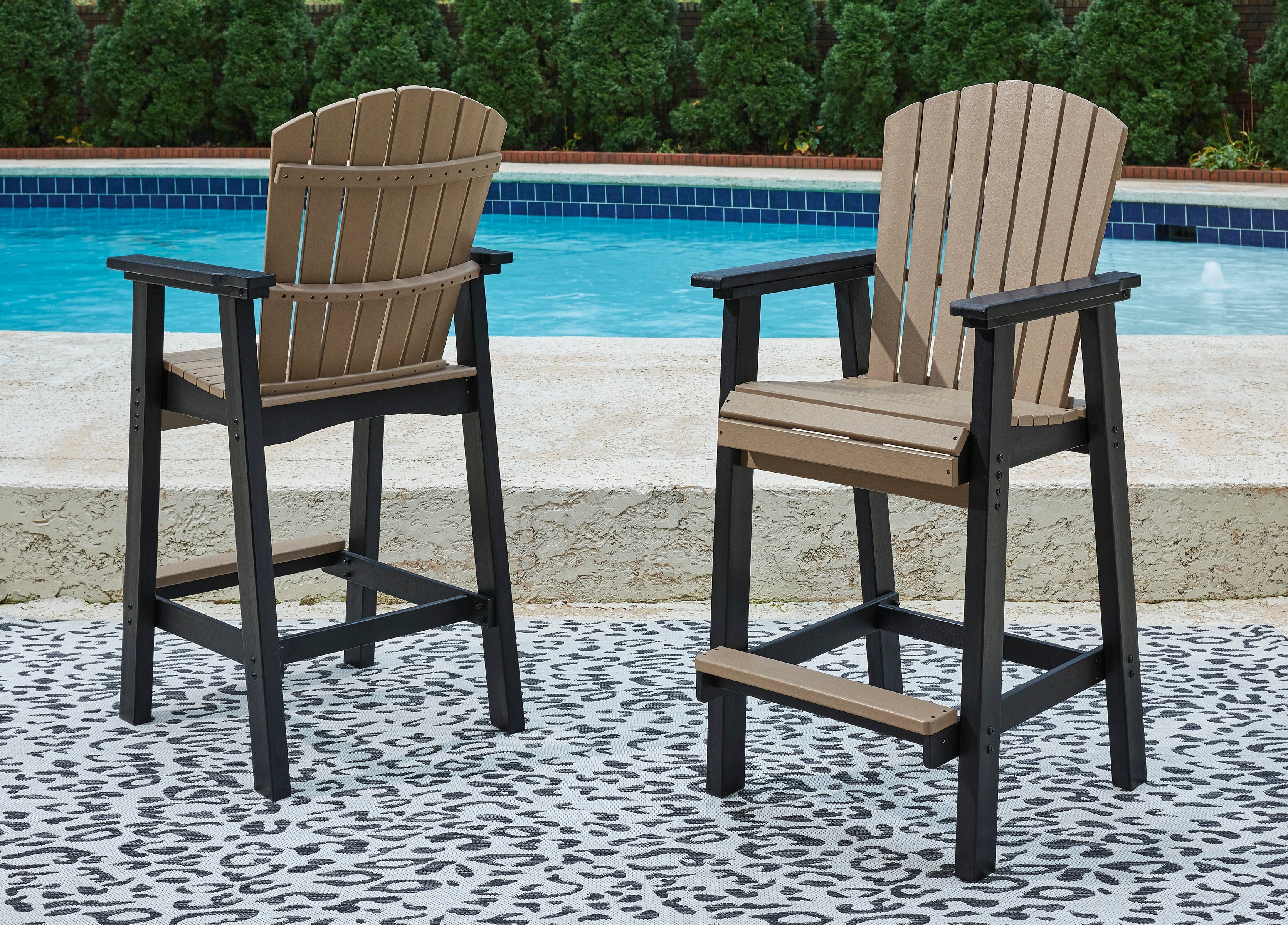 Elite Furniture Outlet - Ashley Furniture - Fairen Trail Outdoor - Square Counter TBL w/UMB OPT / Black/Driftwood - P211-632