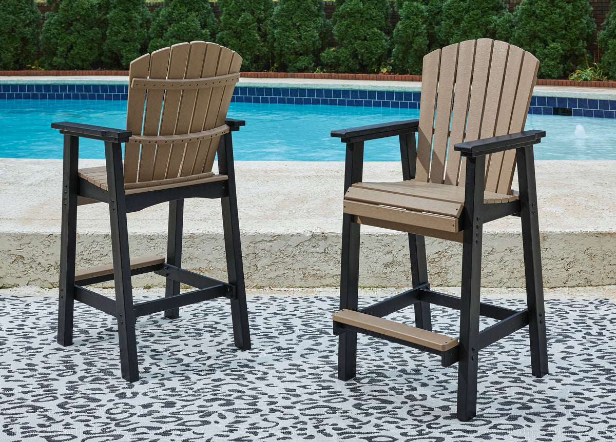Elite Furniture Outlet - Ashley Furniture - Fairen Trail Outdoor - Square Counter TBL w/UMB OPT / Black/Driftwood - P211-632