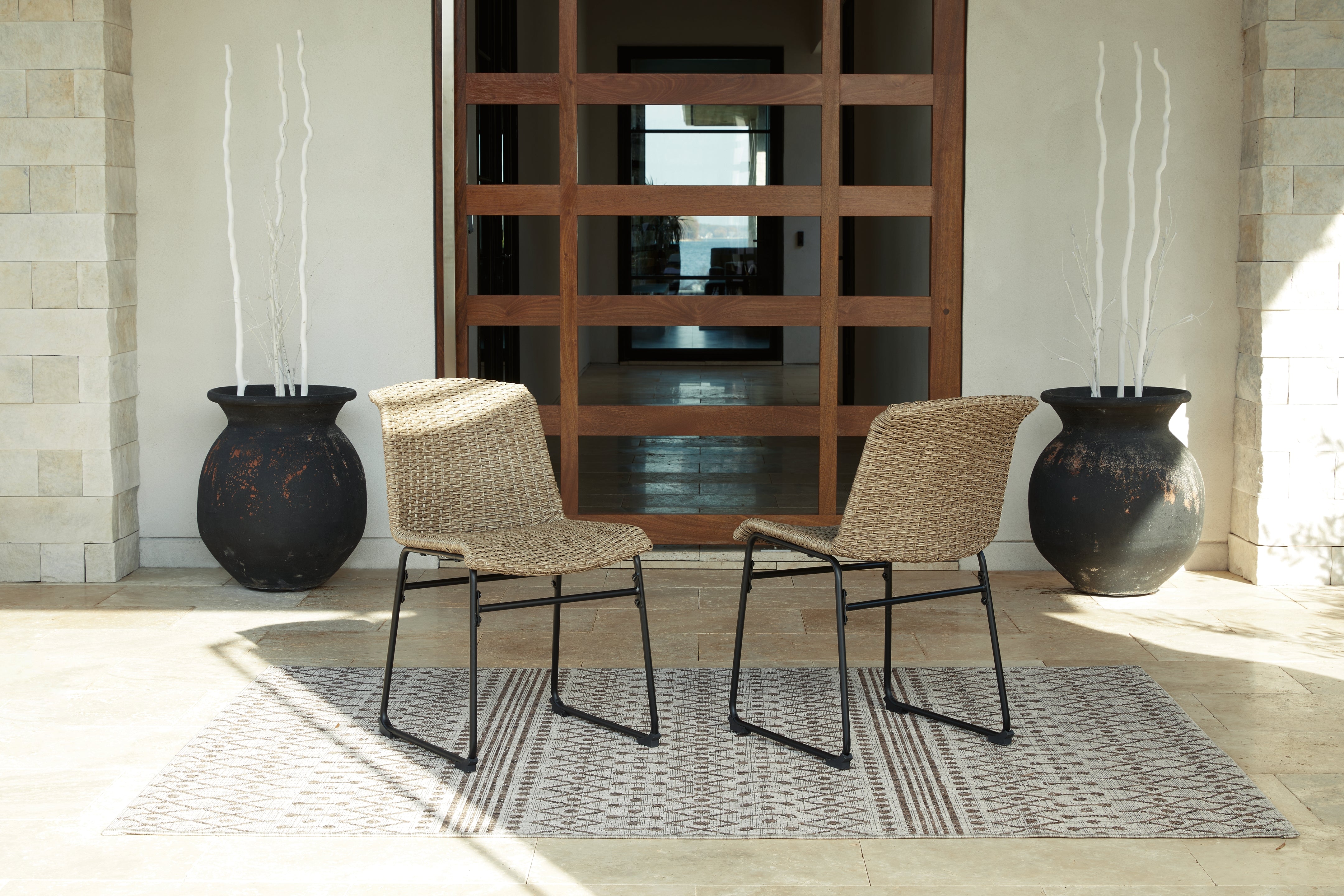 Elite Furniture Outlet - Ashley Furniture - Amaris Outdoor - Chair (Set of 2) / Brown/Black - P369-601