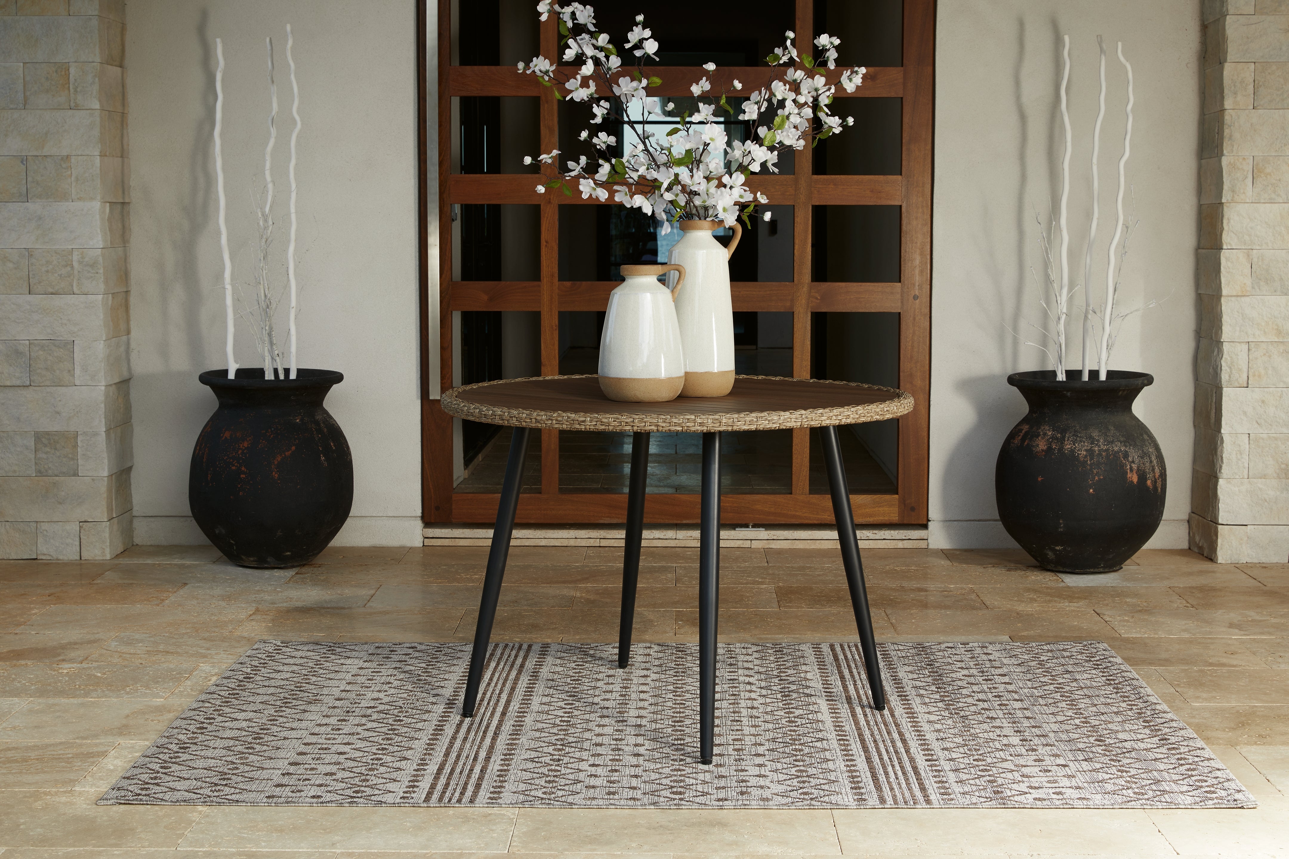 Elite Furniture Outlet - Ashley Furniture - Amaris Outdoor - Round Dining Table / Brown/Black - P369-615