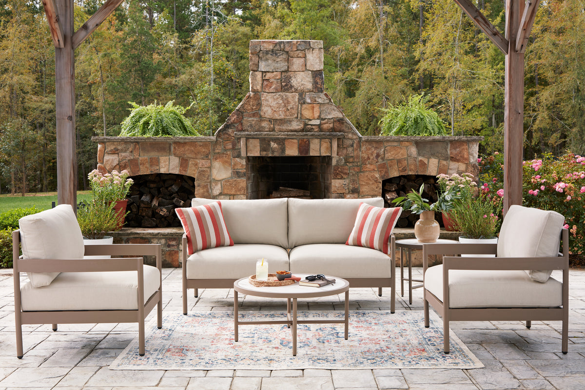 Elite Furniture Outlet - Ashley Furniture - Bluff Trail Outdoor - Love/Chairs/Tables Set (5/CN) - PCP383-080