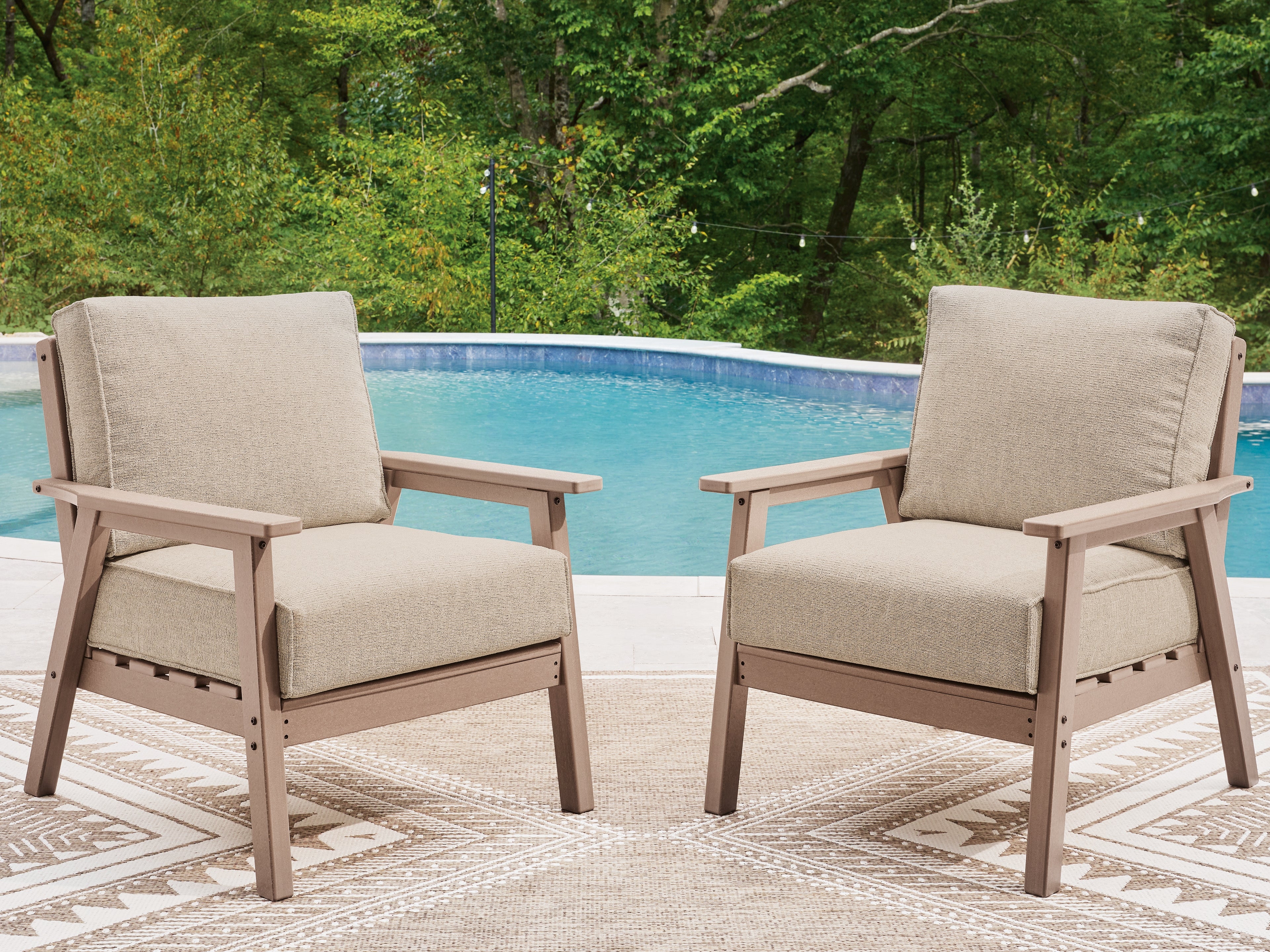 Elite Furniture Outlet - Ashley Furniture - Grover Beach Outdoor - Lounge Chair w/Cushion (Set of 2) / Driftwood - PCP422-820