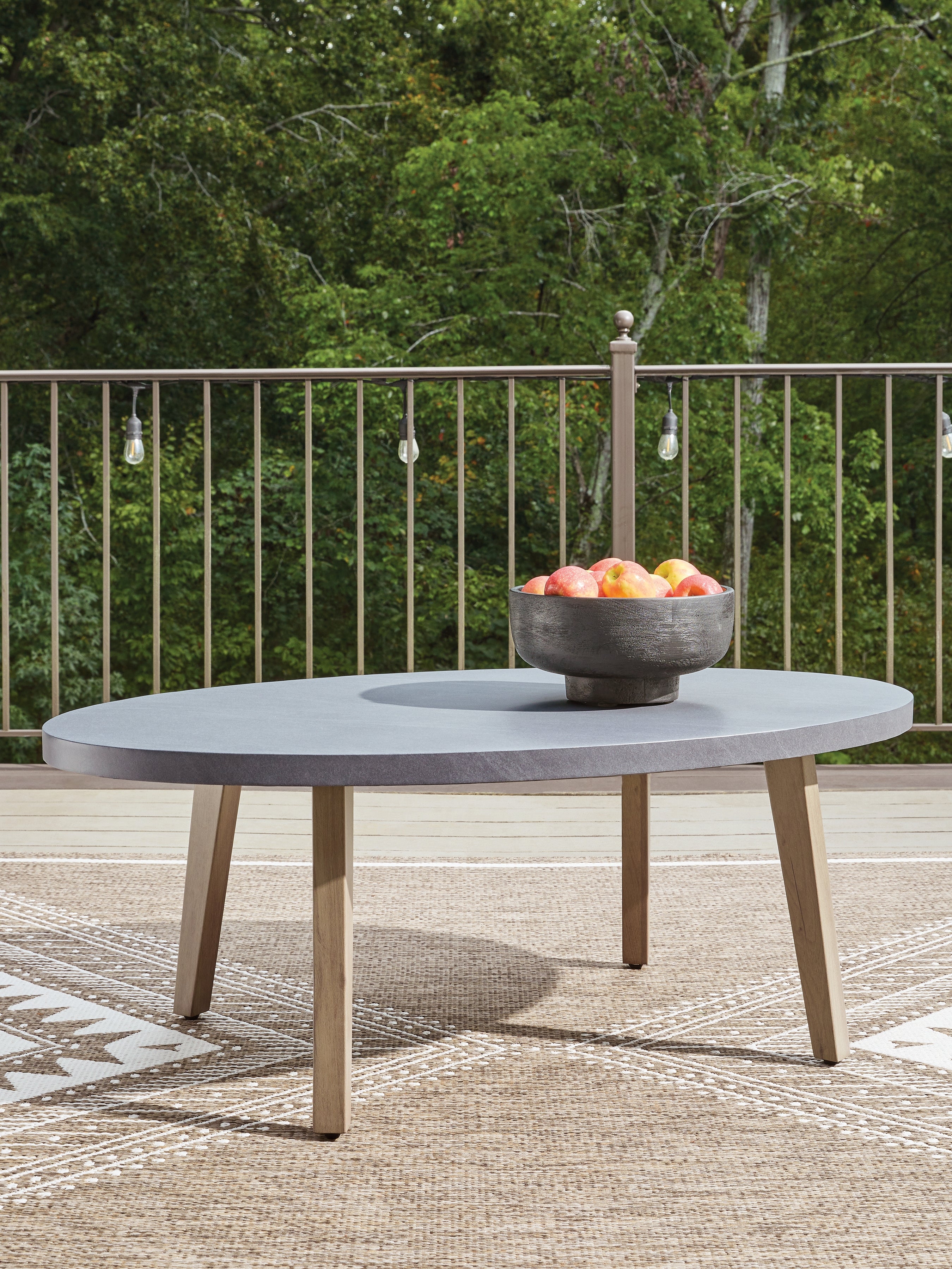 Elite Furniture Outlet - Ashley Furniture - Harmony Headlands Outdoor - Oval Cocktail Table / Natural/Gray - PCP428-701