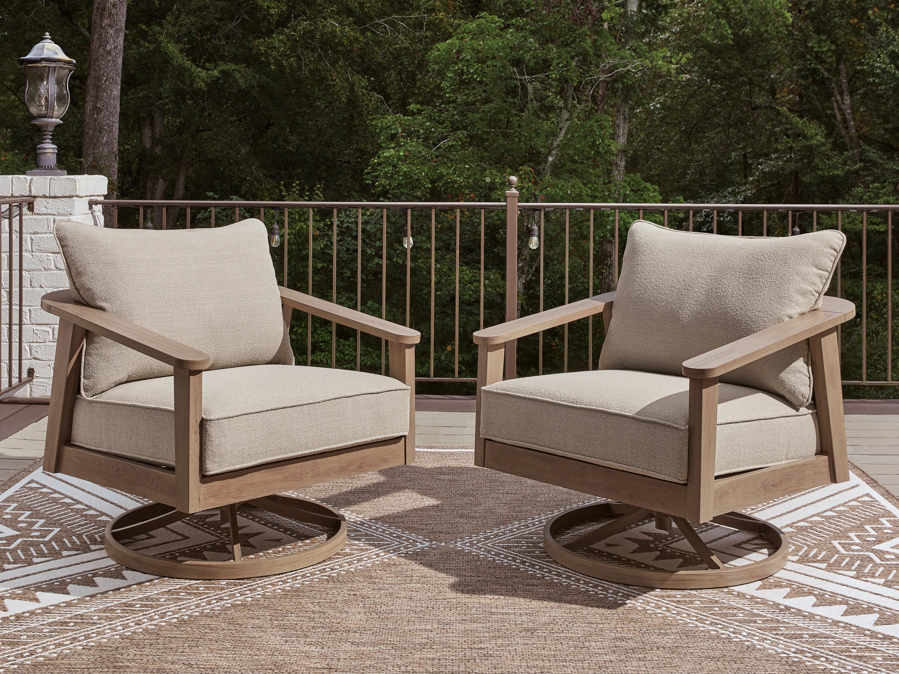 Elite Furniture Outlet - Ashley Furniture - Harmony Headlands Outdoor - Swivel Lounge w/ Cushion / Natural/Gray - PCP428-821