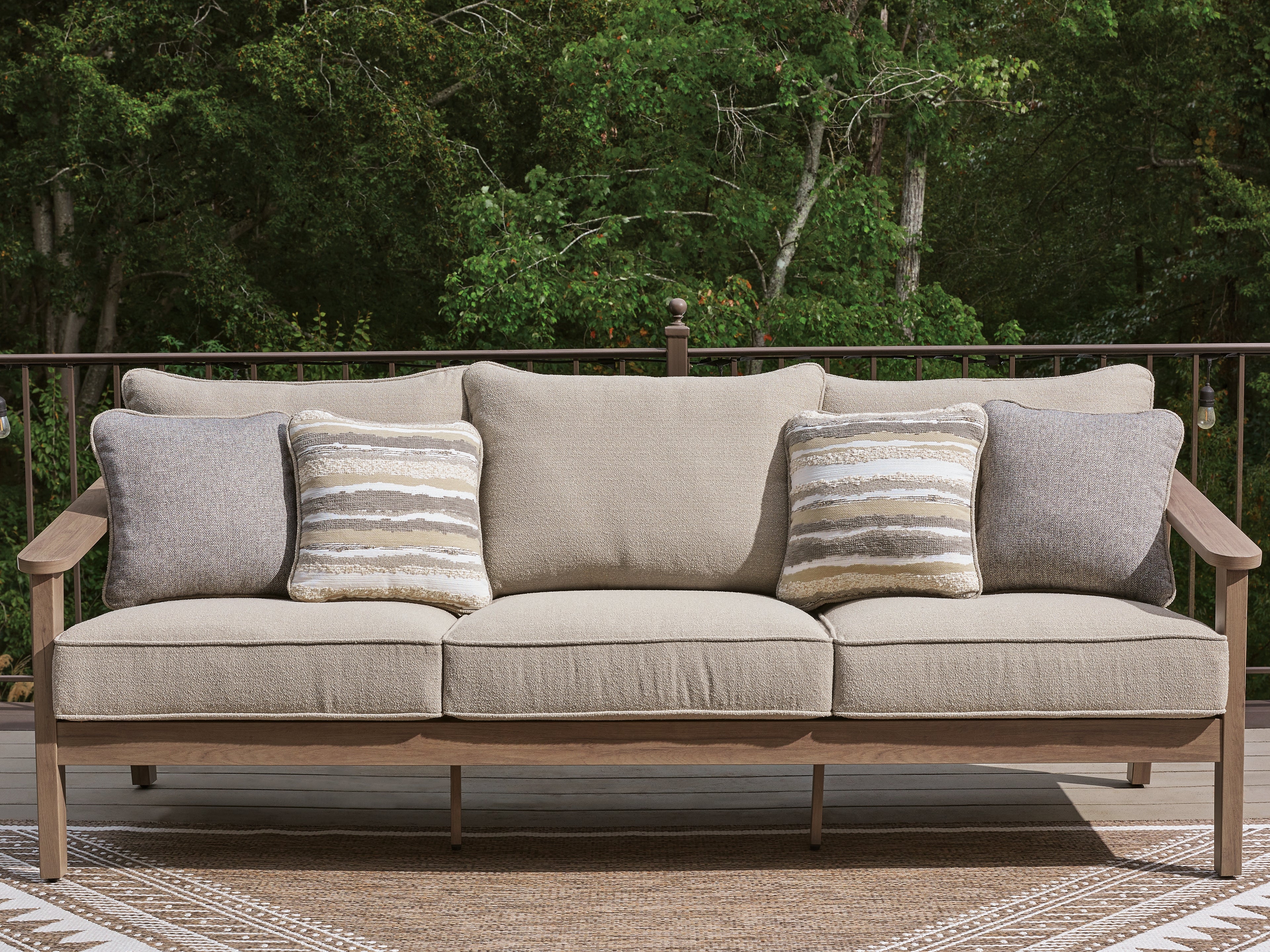 Elite Furniture Outlet - Ashley Furniture - Harmony Headlands Outdoor - Sofa with Cushion / Natural/Gray - PCP428-838