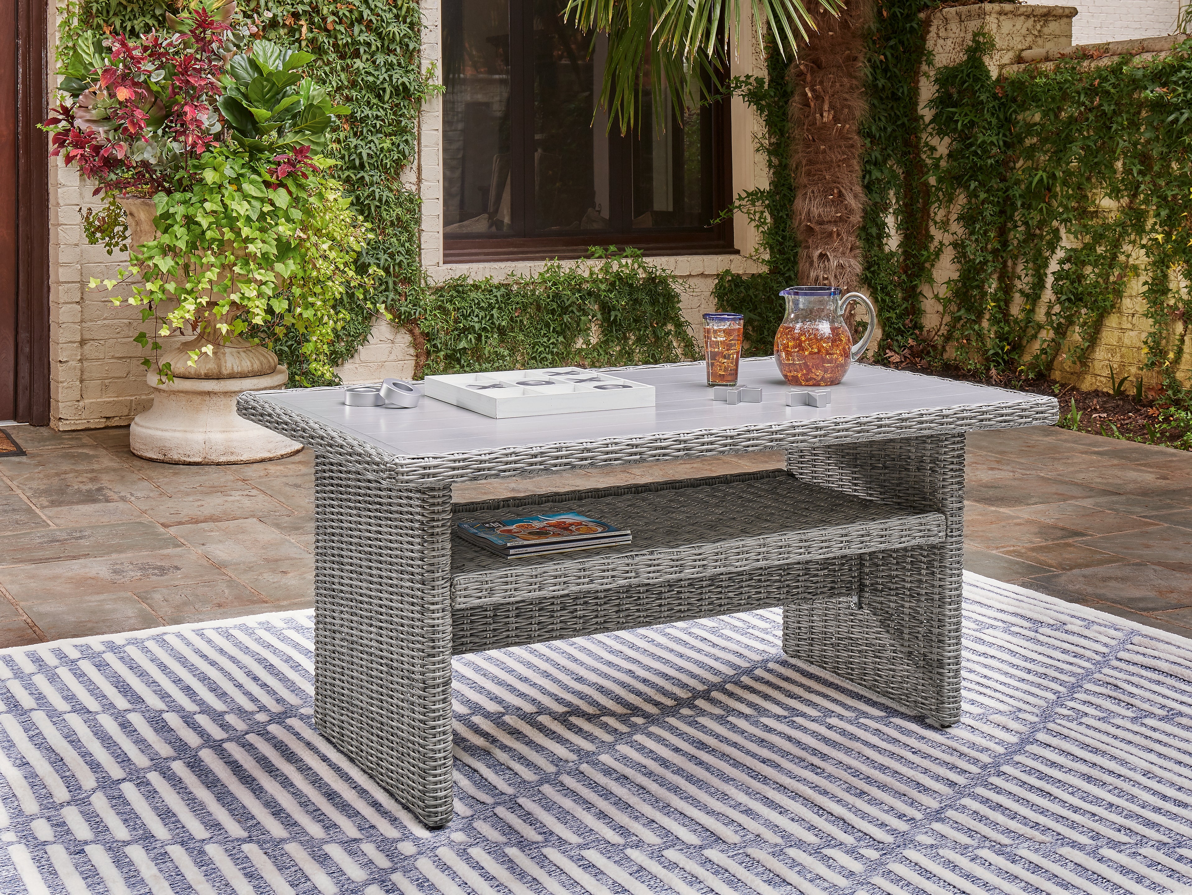 Elite Furniture Outlet - Ashley Furniture - Naples Beach Outdoor - RECT Multi-Use Table / Light Gray - P439-625