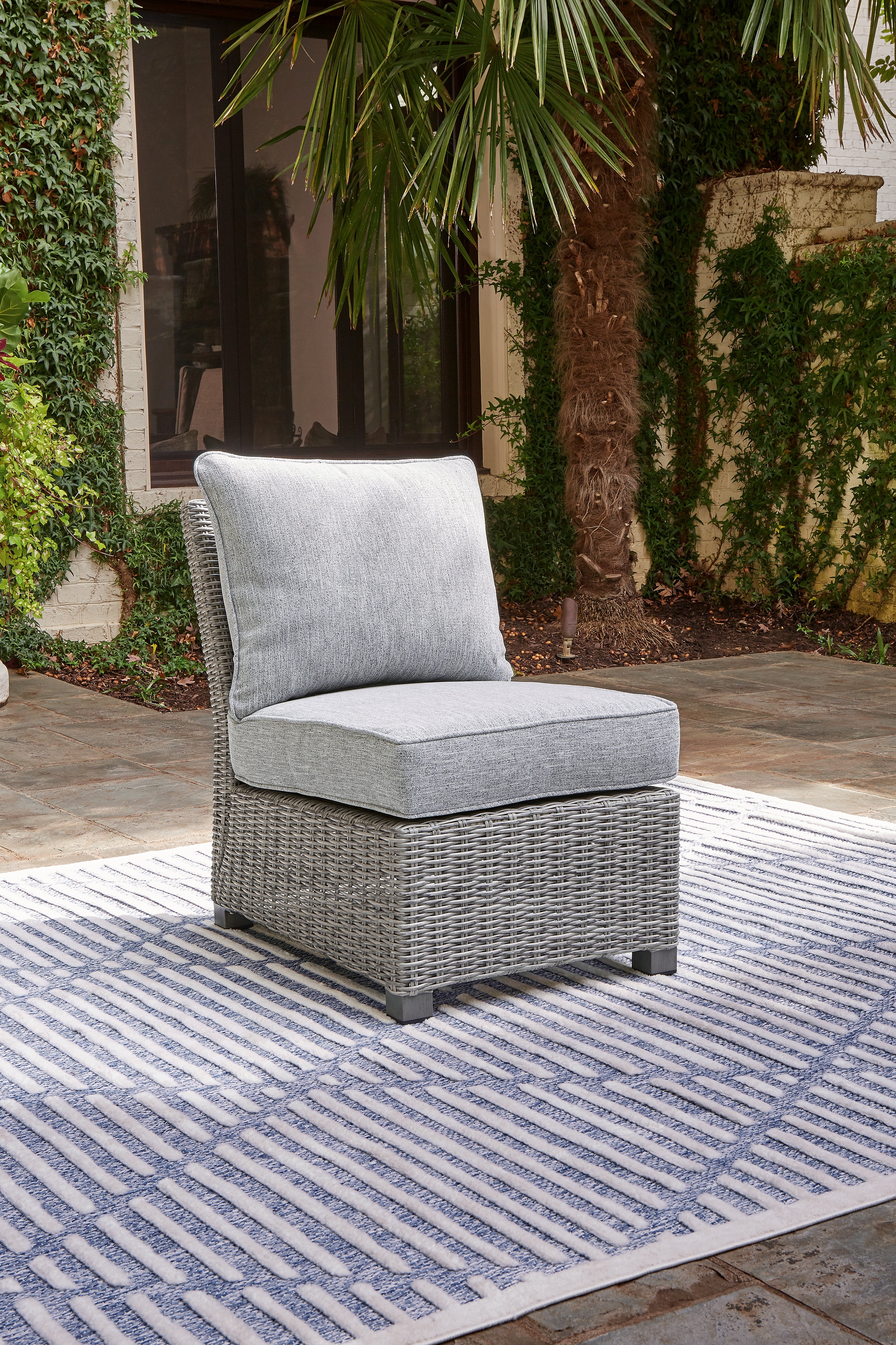 Elite Furniture Outlet - Ashley Furniture - Naples Beach Outdoor - Armless Chair w/Cushion (1/CN) / Light Gray - P439-846