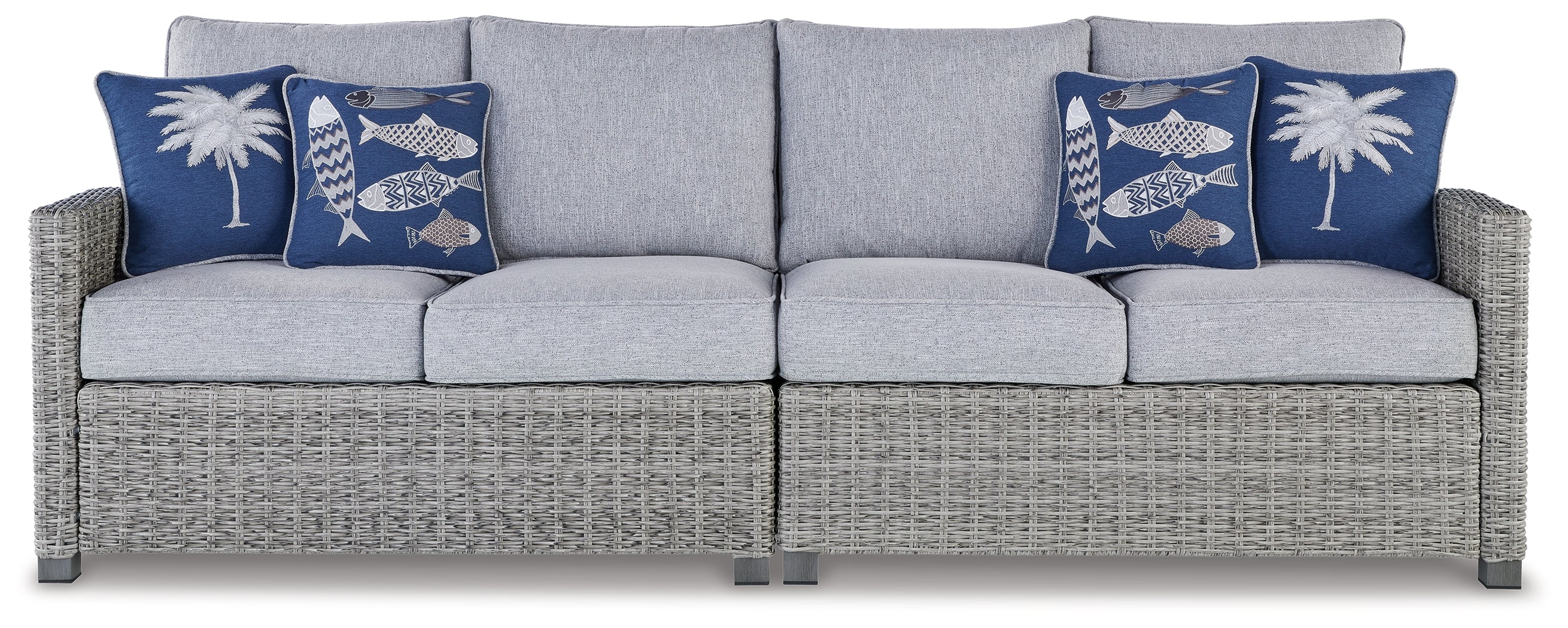 Elite Furniture Outlet - Ashley Furniture - Naples Beach Outdoor - RAF/LAF Loveseat w/CUSH (Set of 2) / Light Gray - P439-854