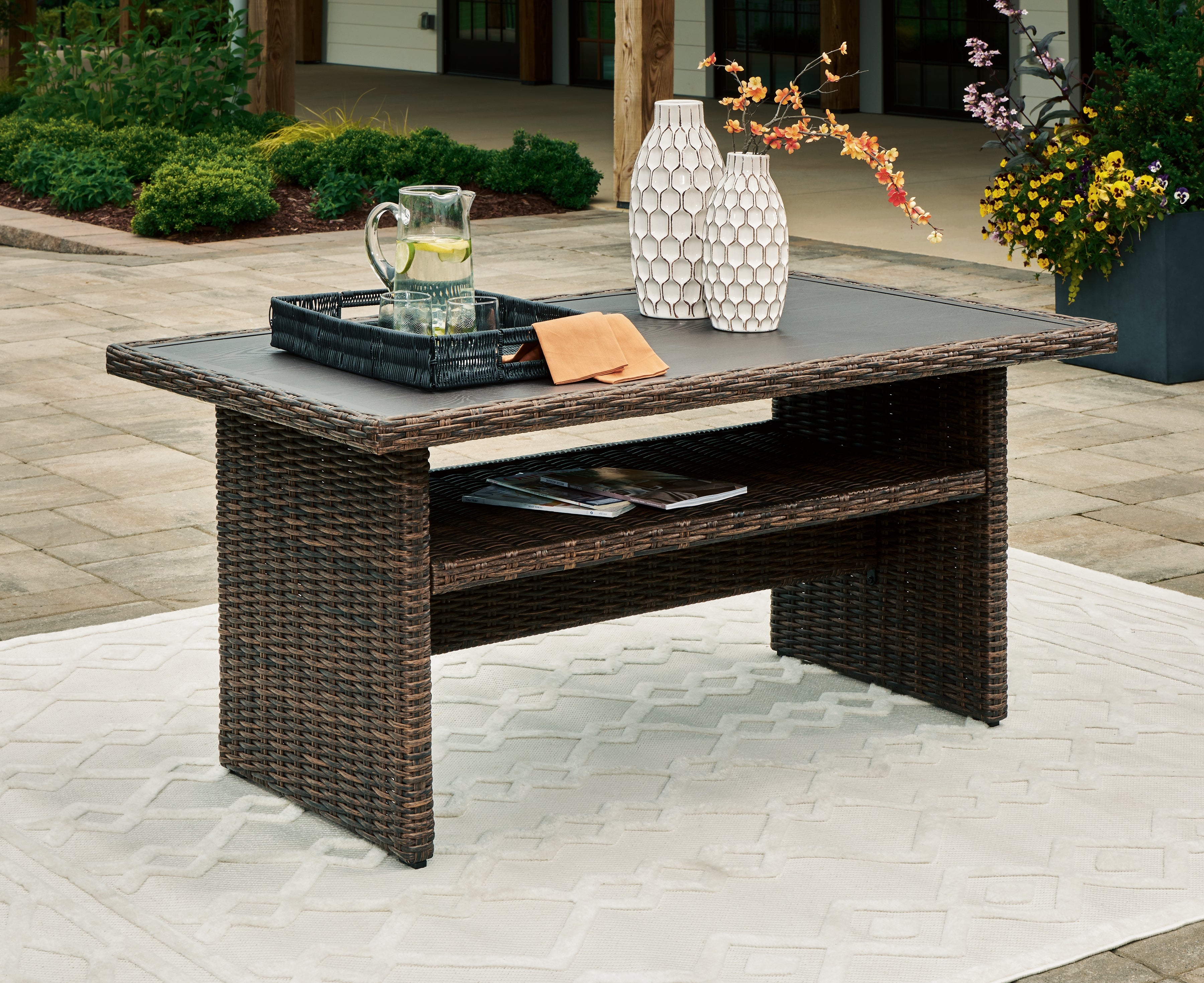 Elite Furniture Outlet - Ashley Furniture - Brook Ranch Outdoor - RECT Multi-Use Table / Brown - P465-625