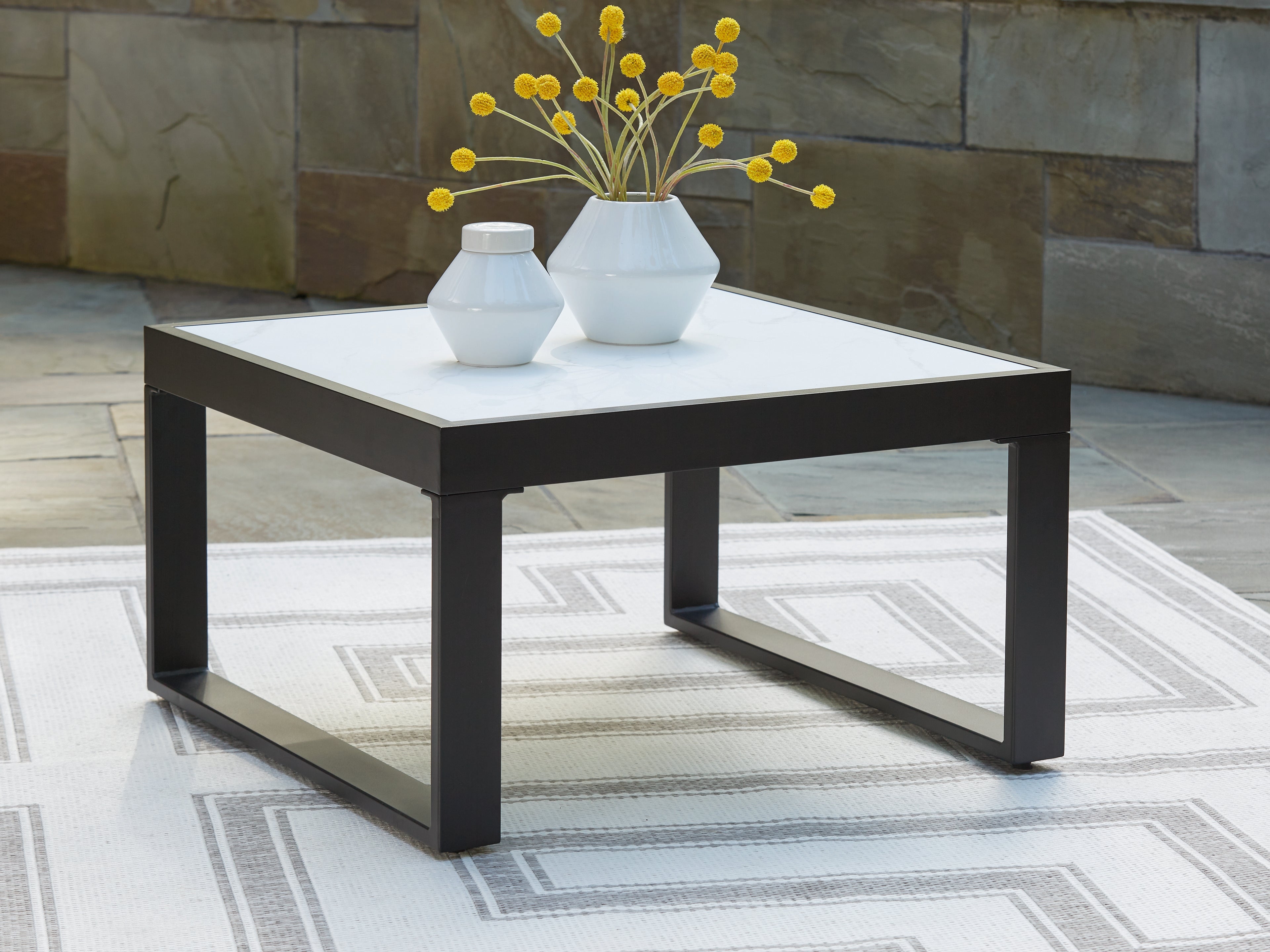 Elite Furniture Outlet - Ashley Furniture - Beachloft Outdoor - Square Cocktail Table / Black/Gray - P490-708
