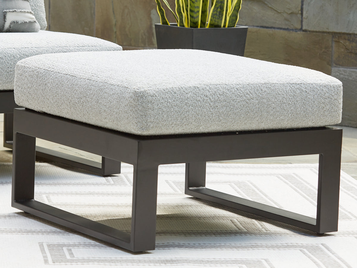 Elite Furniture Outlet - Ashley Furniture - Beachloft Outdoor - Ottoman with Cushion / Black/Gray - P490-814