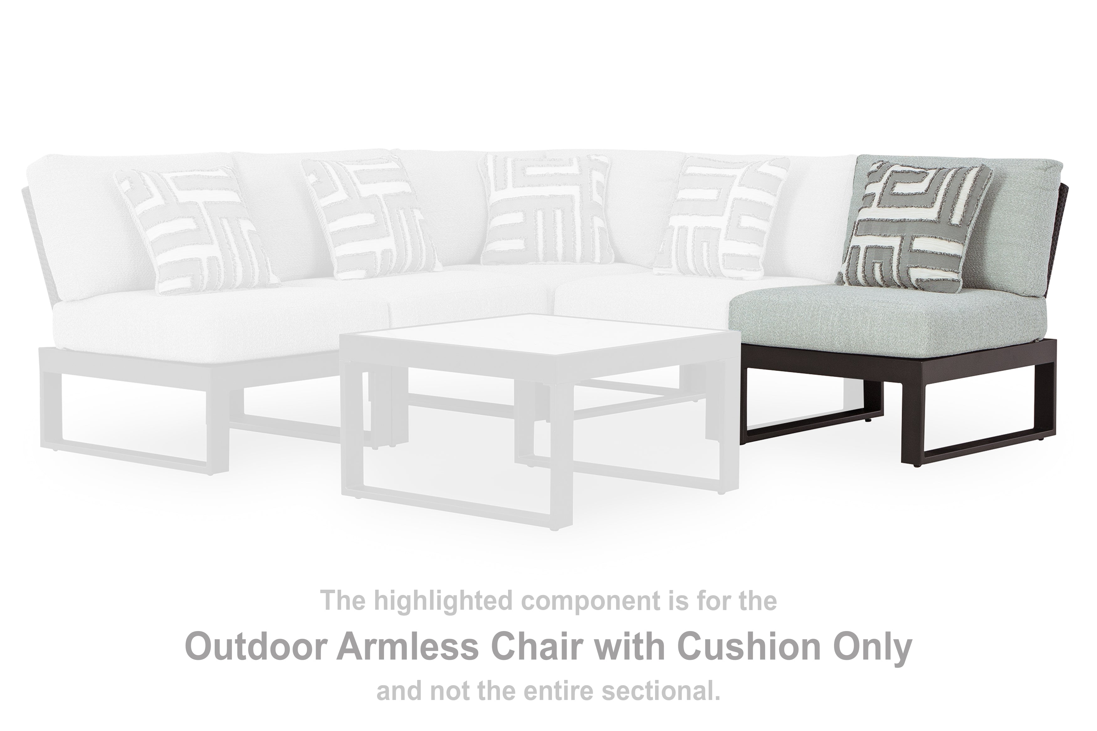 Elite Furniture Outlet - Ashley Furniture - Beachloft Outdoor - Armless Chair w/Cushion / Black/Gray - P490-846