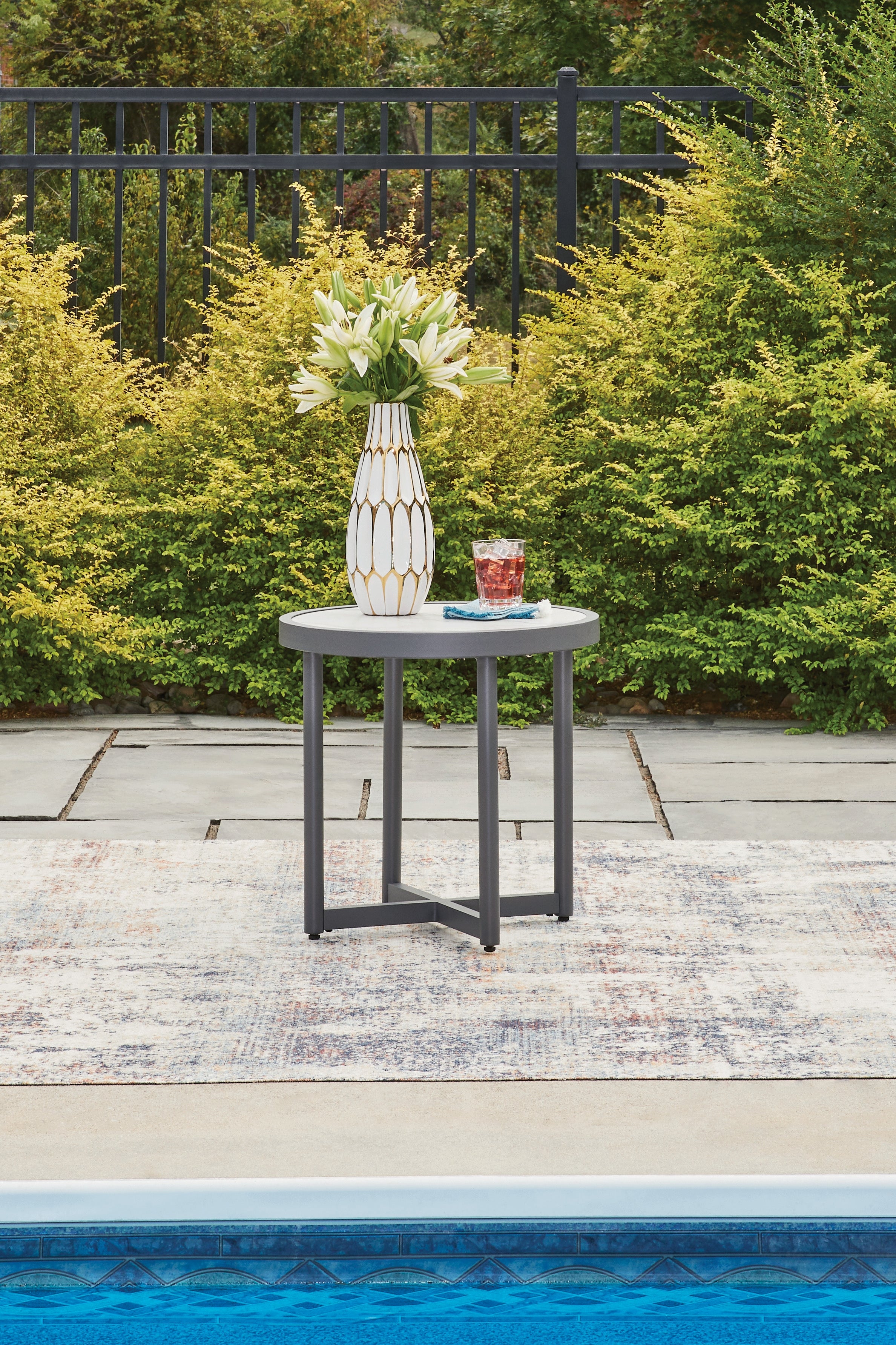 Elite Furniture Outlet - Ashley Furniture - Ocean Beach Outdoor - Round End Table / Gray - PCP510-706