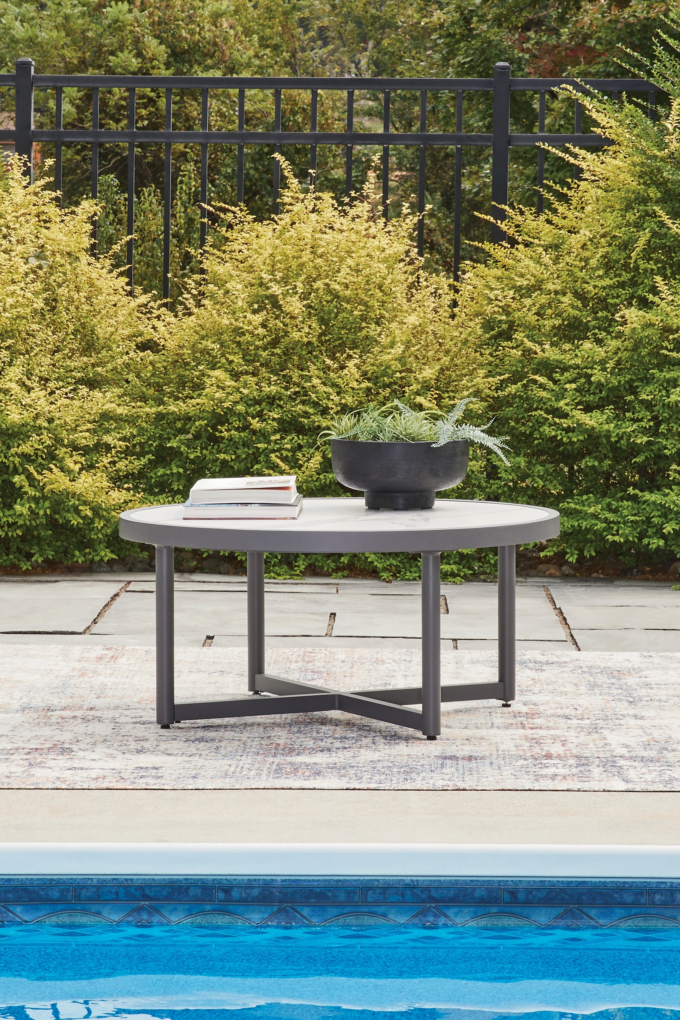 Elite Furniture Outlet - Ashley Furniture - Ocean Beach Outdoor - Round Cocktail Table / Gray - PCP510-708