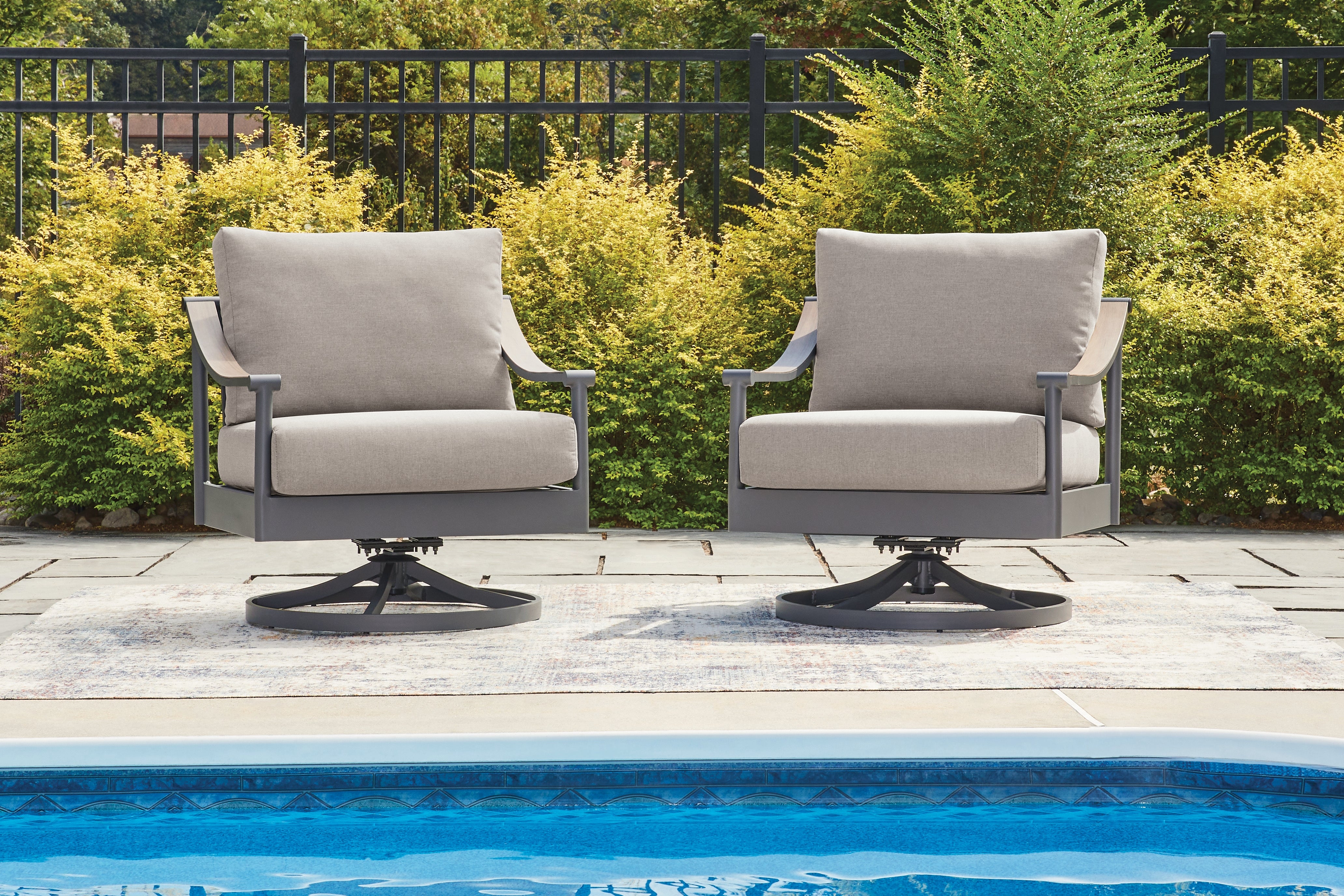 Elite Furniture Outlet - Ashley Furniture - Ocean Beach Outdoor - Swivel Lounge w/ Cushion / Gray - PCP510-821