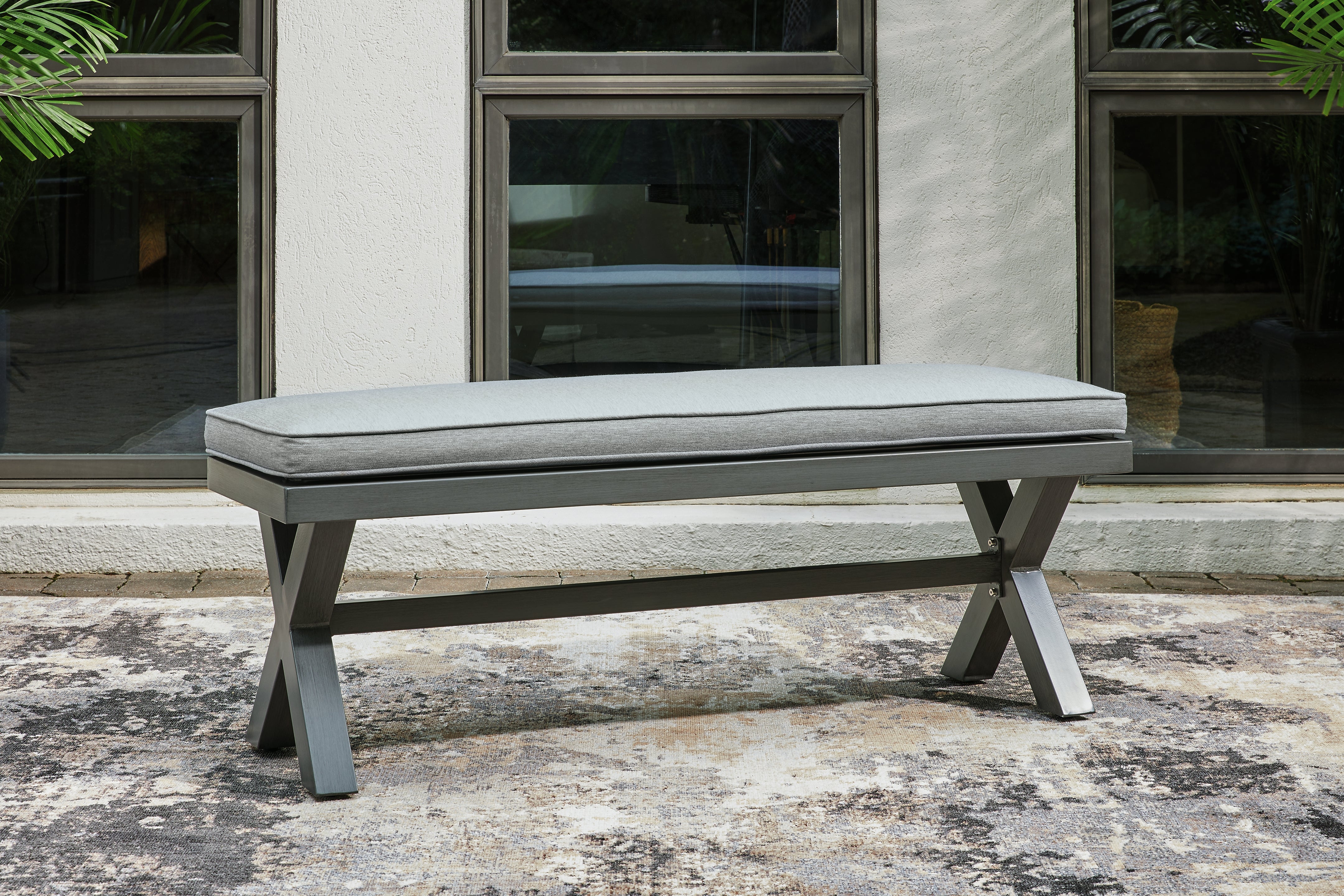 Elite Furniture Outlet - Ashley Furniture - Elite Park Outdoor - Bench with Cushion / Gray - P518-600