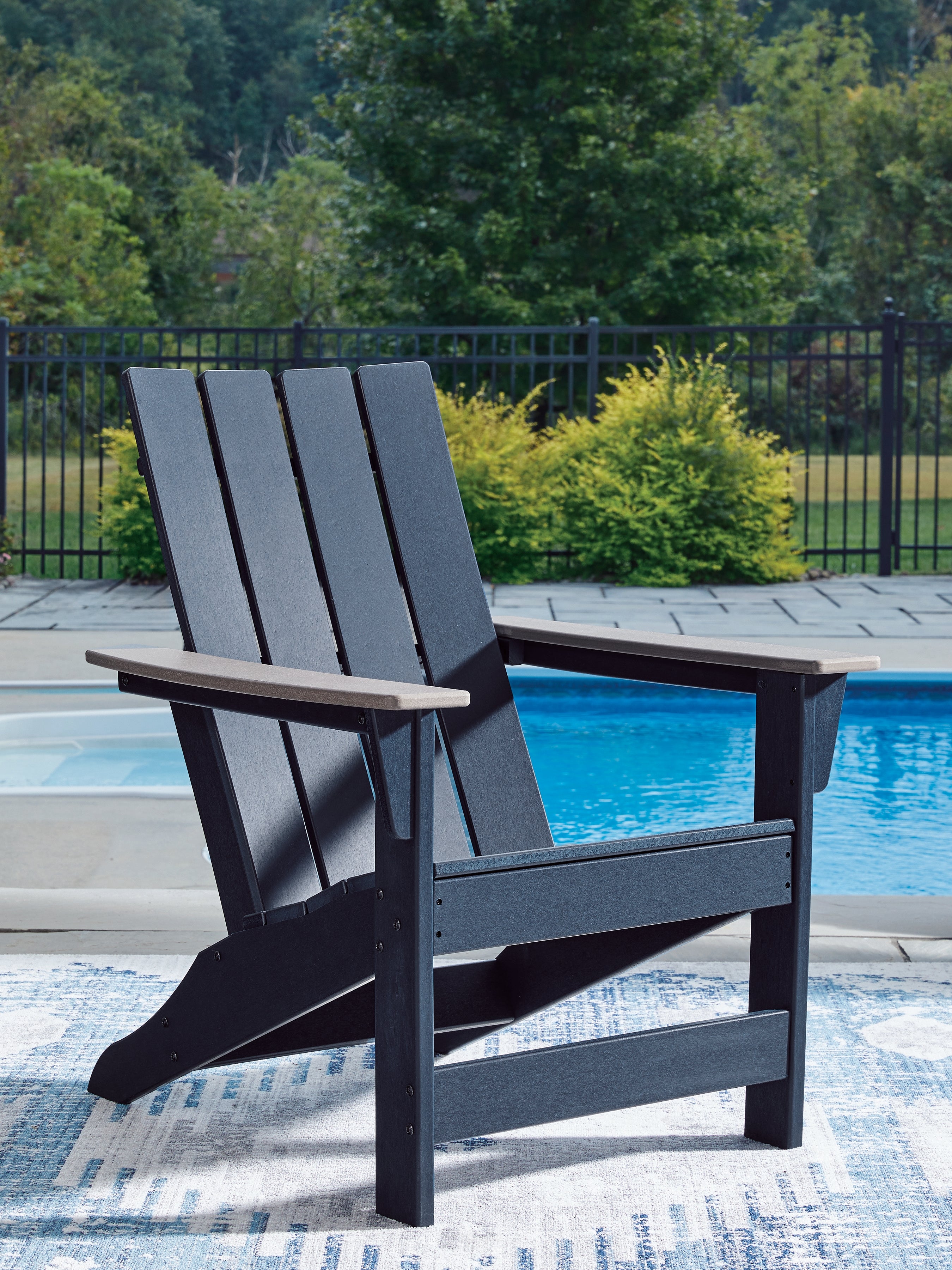 Elite Furniture Outlet - Ashley Furniture - East Beach Outdoor - Adirondack Chair / Navy Blue/Driftwood - PCP587-898