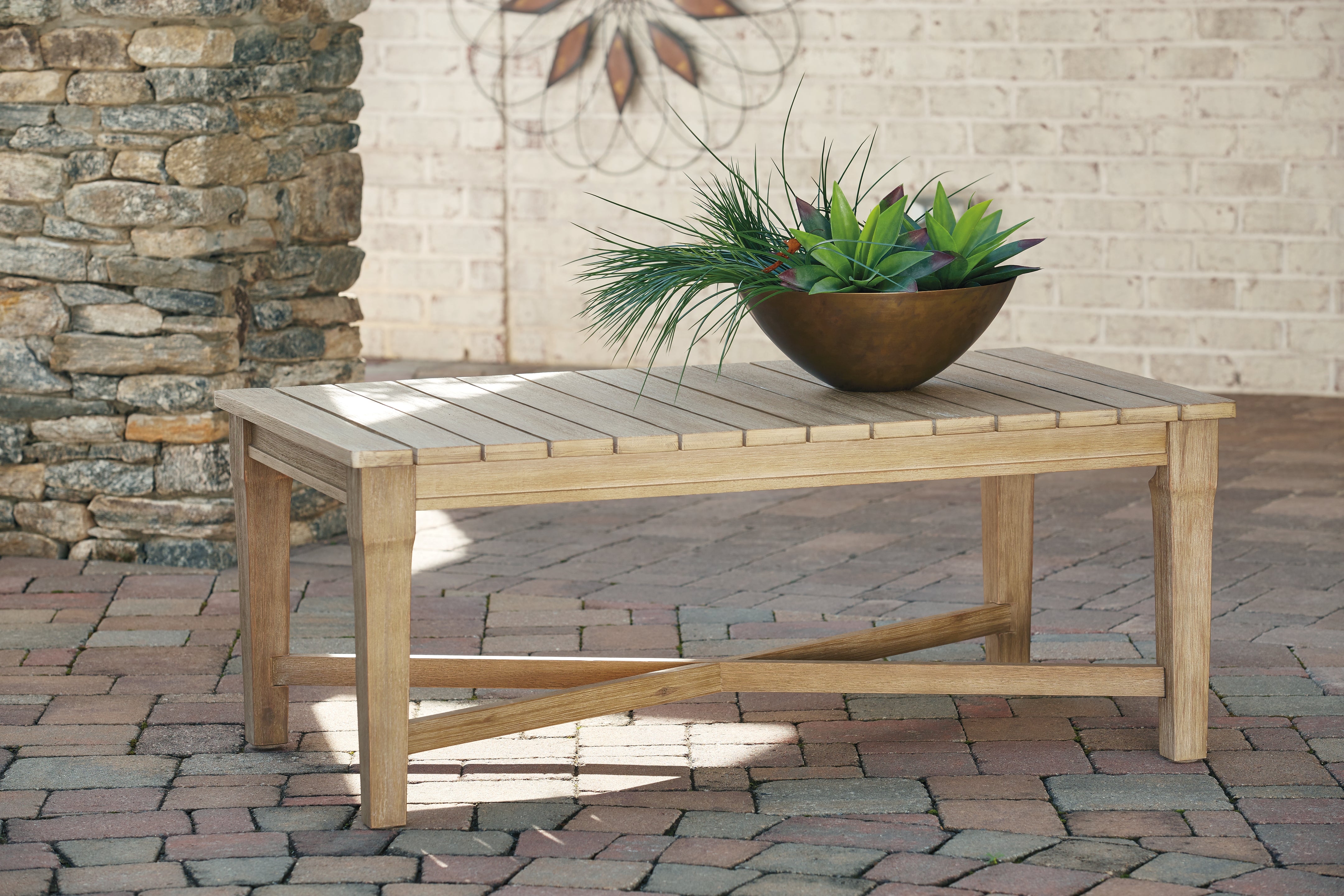 Elite Furniture Outlet - Ashley Furniture - Carter Hall Outdoor - Sofa with Cushion / Beige - P601-838