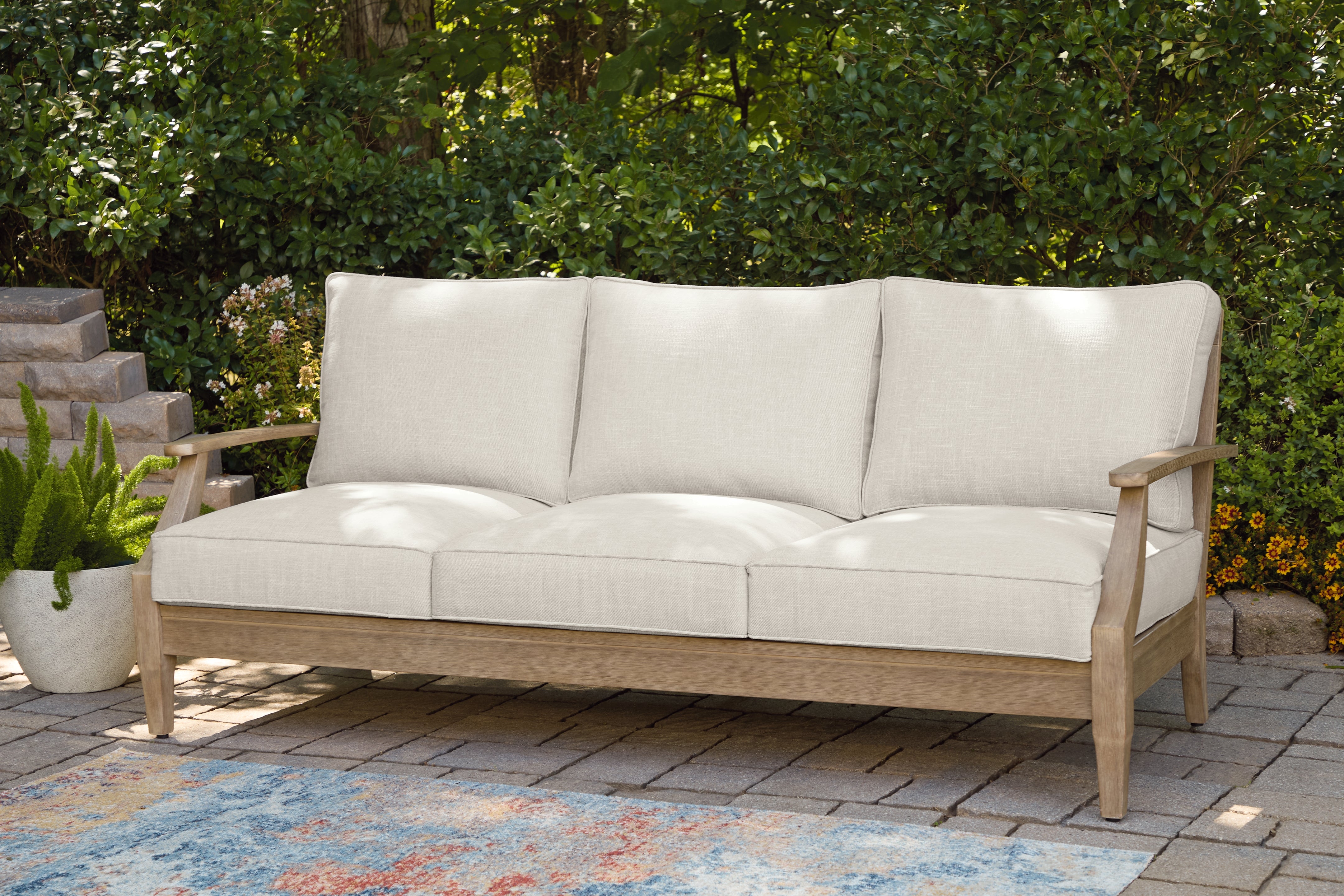 Elite Furniture Outlet - Ashley Furniture - Carter Hall Outdoor - Sofa with Cushion / Beige - P601-838